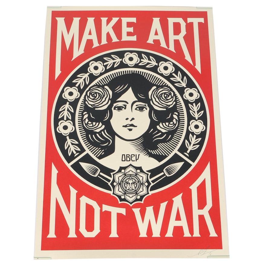 Shepard Fairey Signed Lithograph "Make Art Not War"