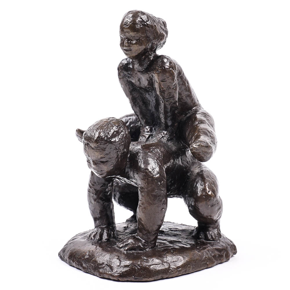 Barney Bright Bronze Leapfrog Sculpture