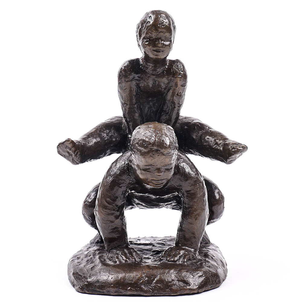 Barney Bright Bronze Leapfrog Sculpture