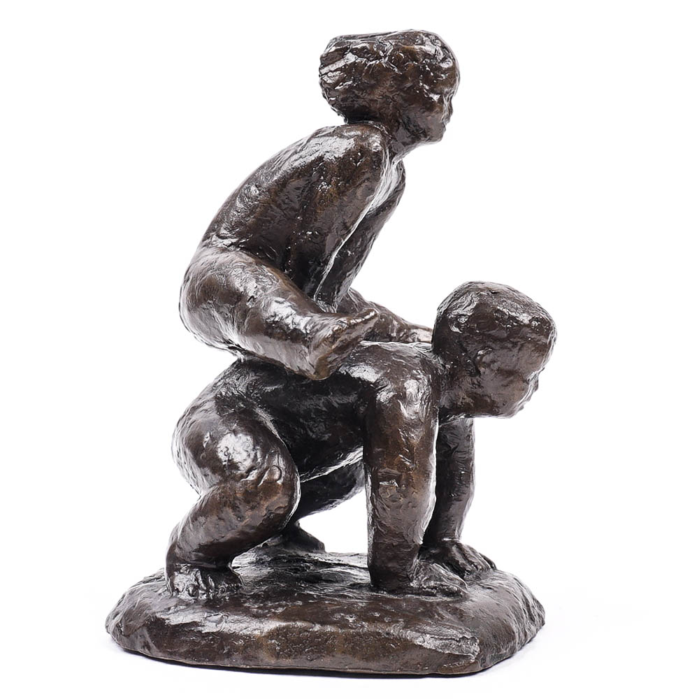 Barney Bright Bronze Leapfrog Sculpture