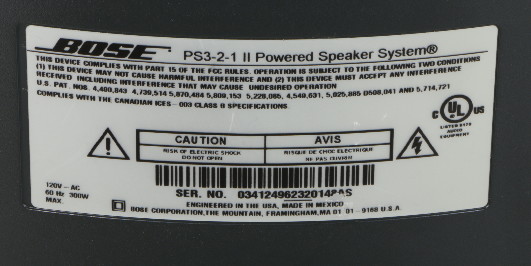 Bose AV321 Series II DVD Media Center with Bose Subwoofer and Two Speakers