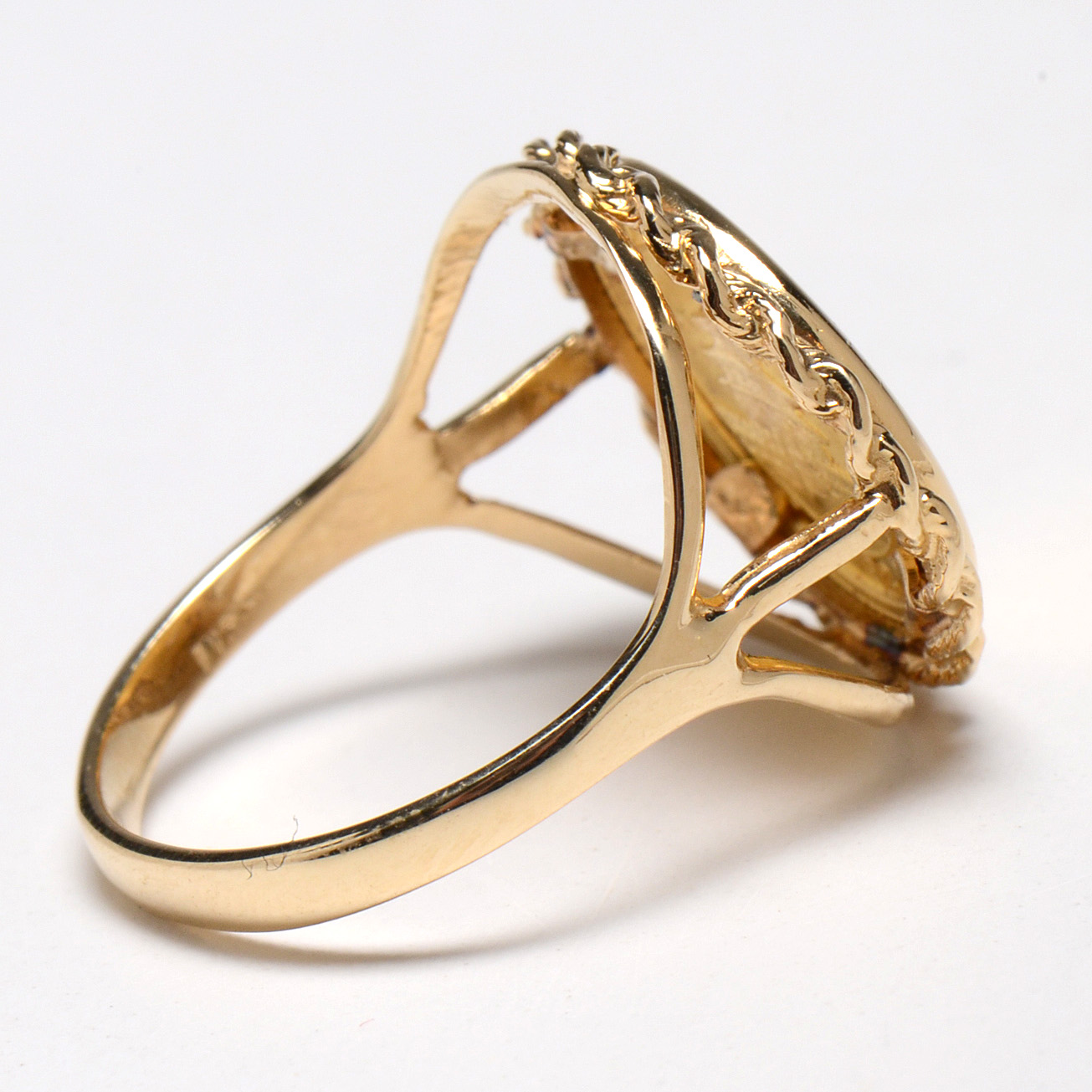 14K Yellow Gold Signet Ring with 24K Gold Chinese 5 Yuan Panda Coin