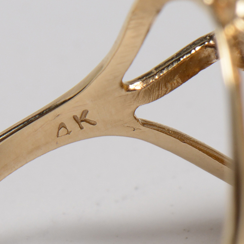 14K Yellow Gold Signet Ring with 24K Gold Chinese 5 Yuan Panda Coin