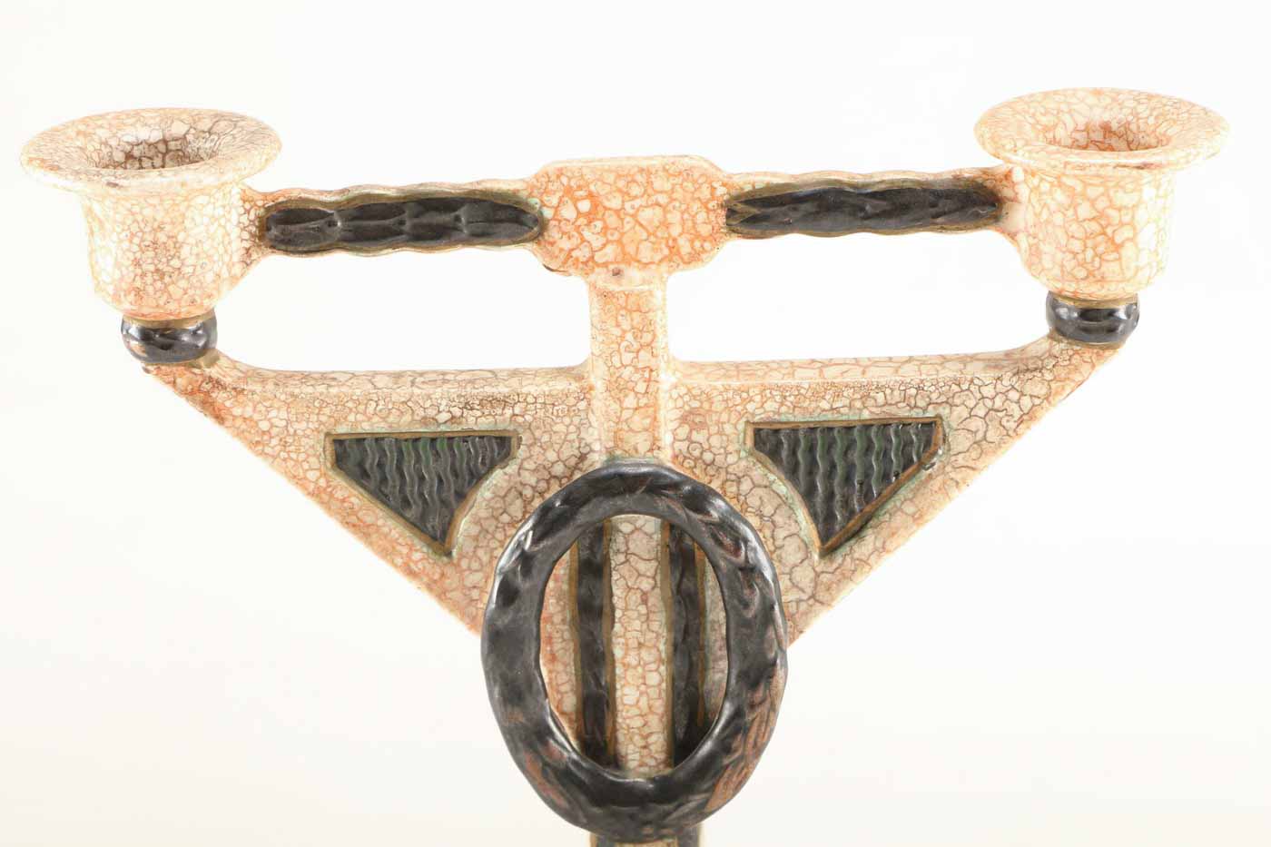 Vintage Pair of Czech Ceramic Candelabra