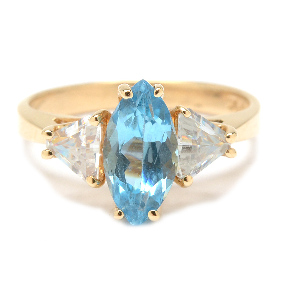 Pairing of 10K Yellow Gold Gemstone Rings