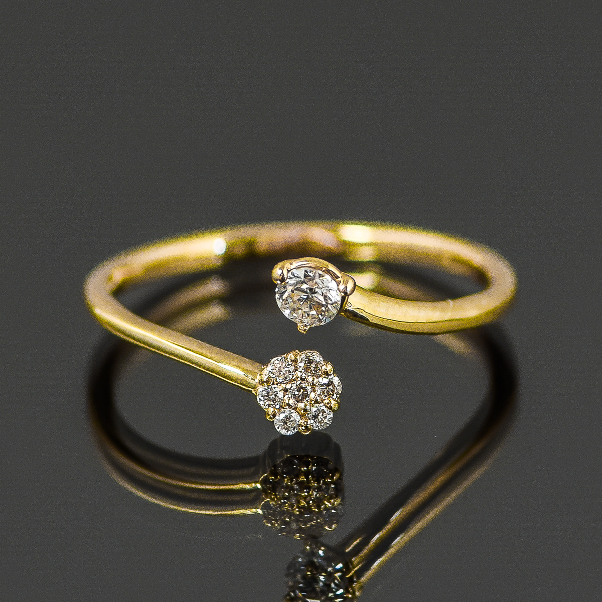 14K Yellow Gold and Diamond Bypass Ring