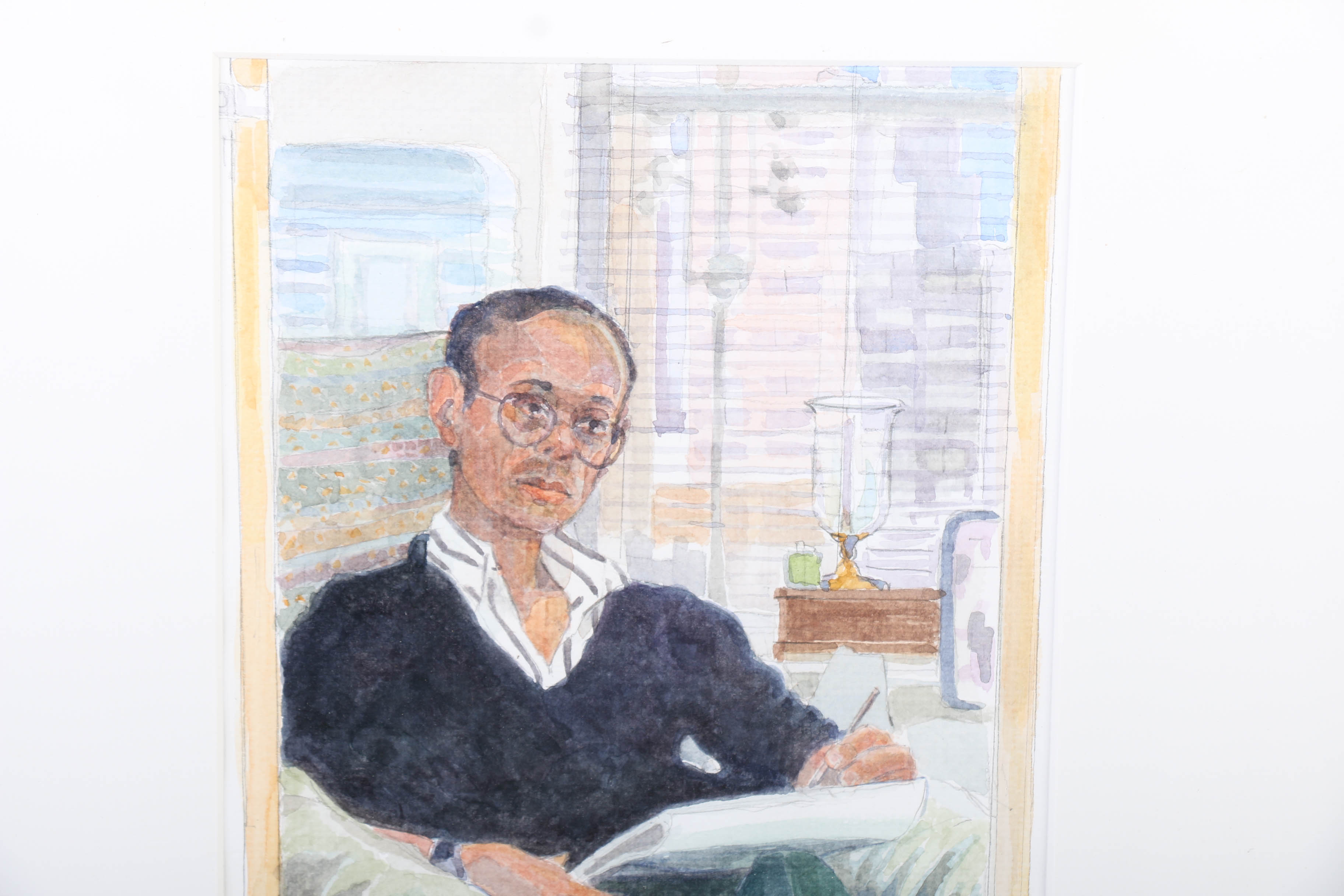 Ricardo Morin Watercolor Painting on Paper "Self-Portrait"