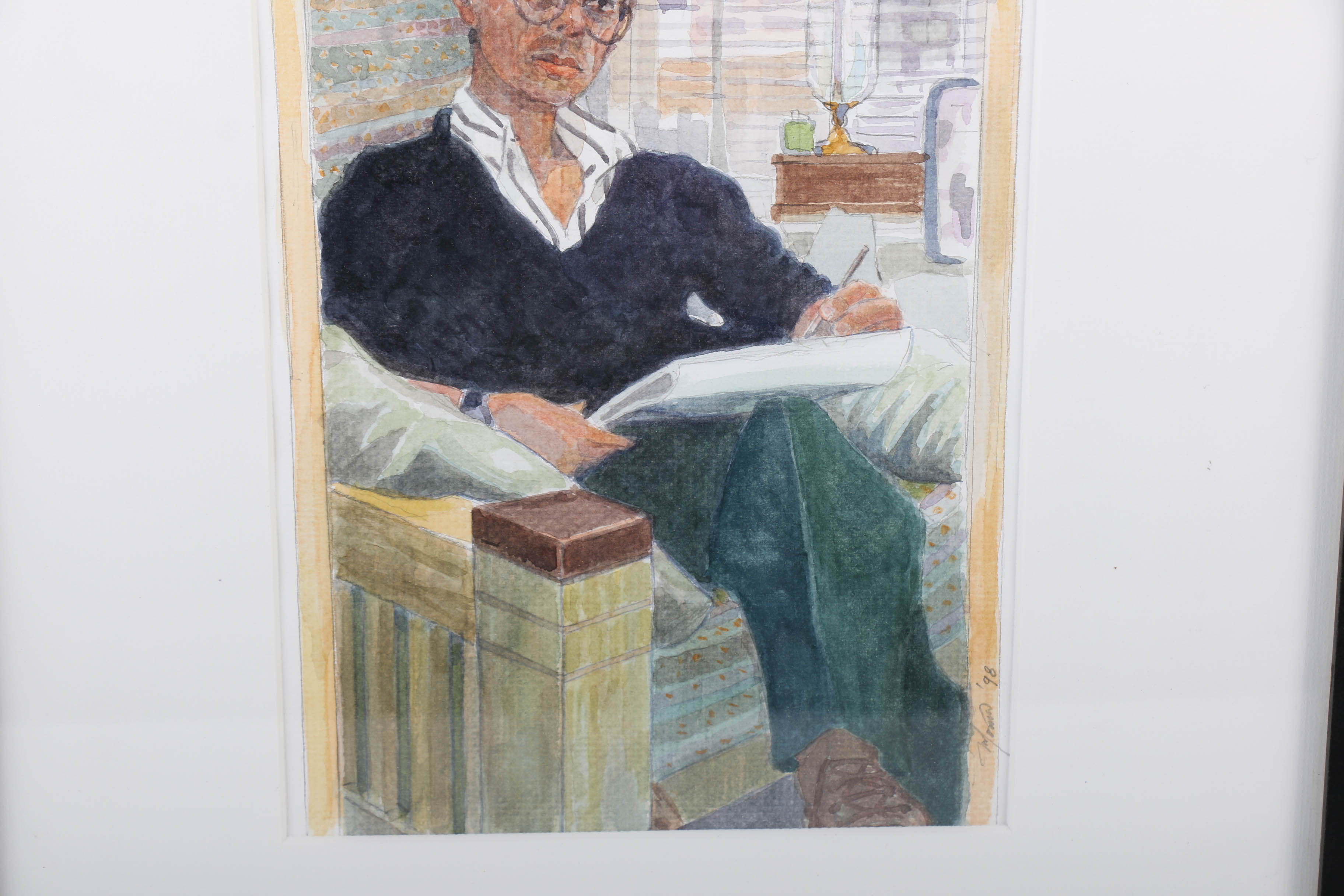 Ricardo Morin Watercolor Painting on Paper "Self-Portrait"