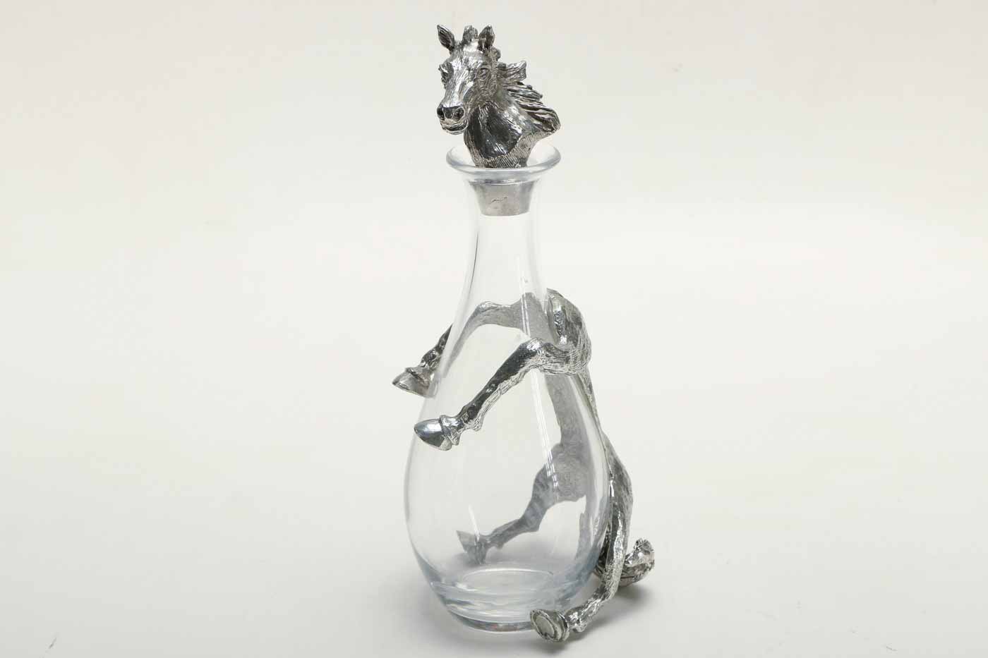 Metal and Glass Horse Decanter