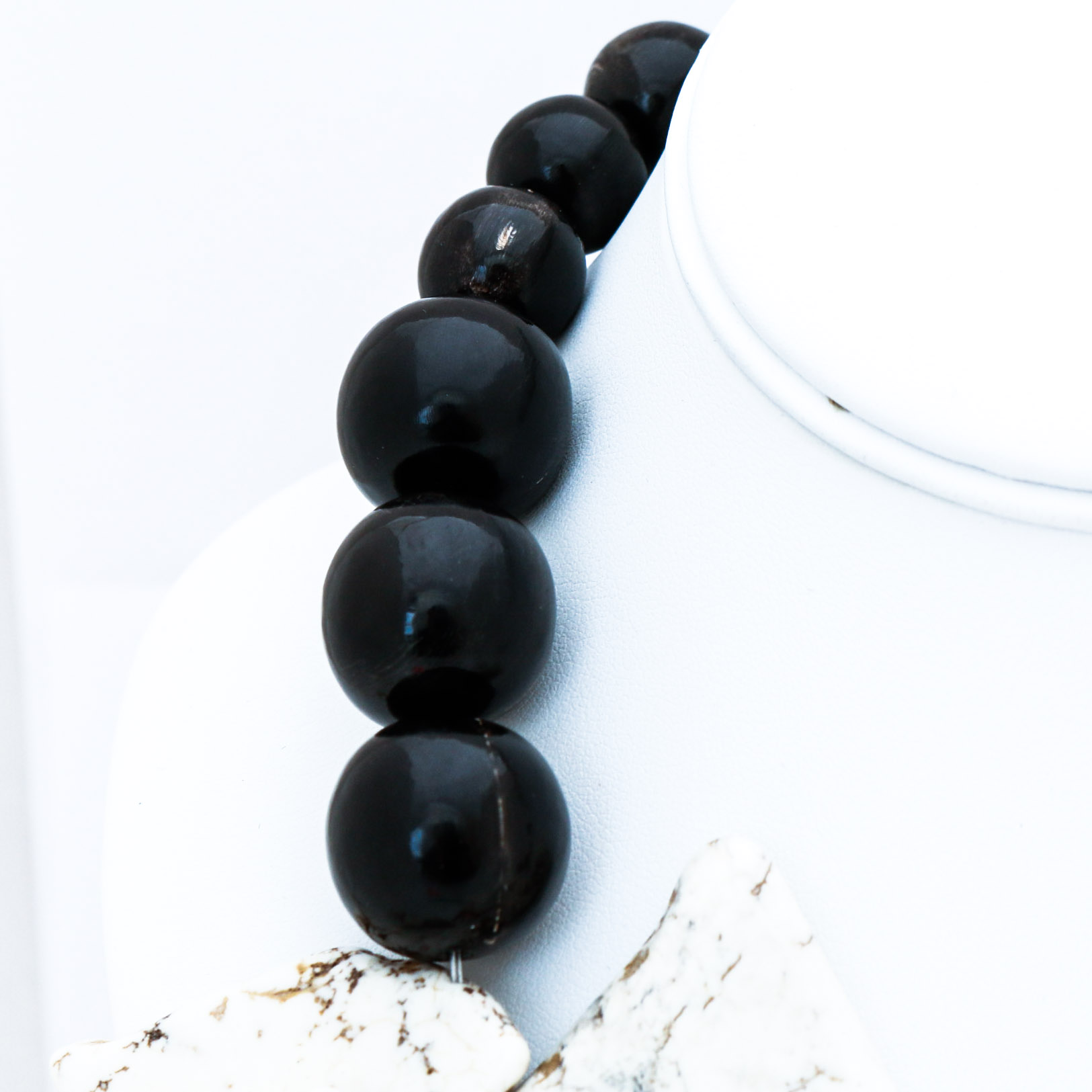 White Howlite and Wood Beaded Necklace