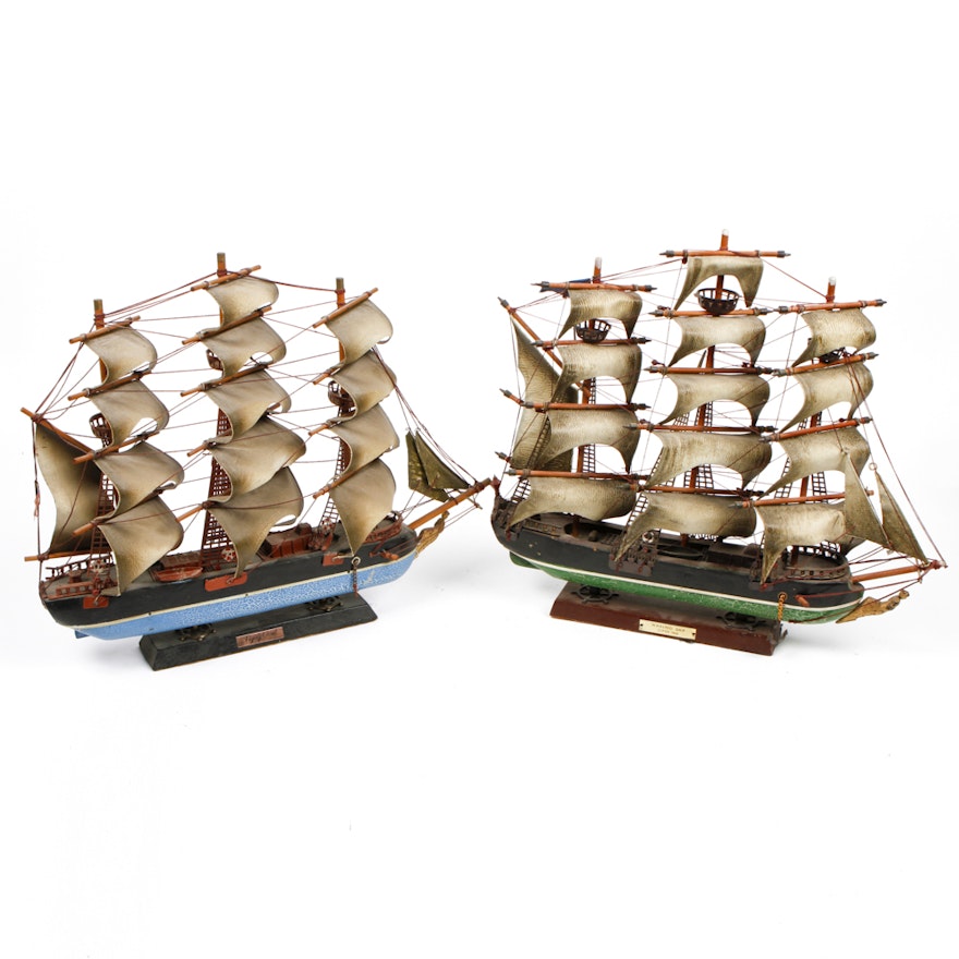 Pair of Antique Model Sailing Ships