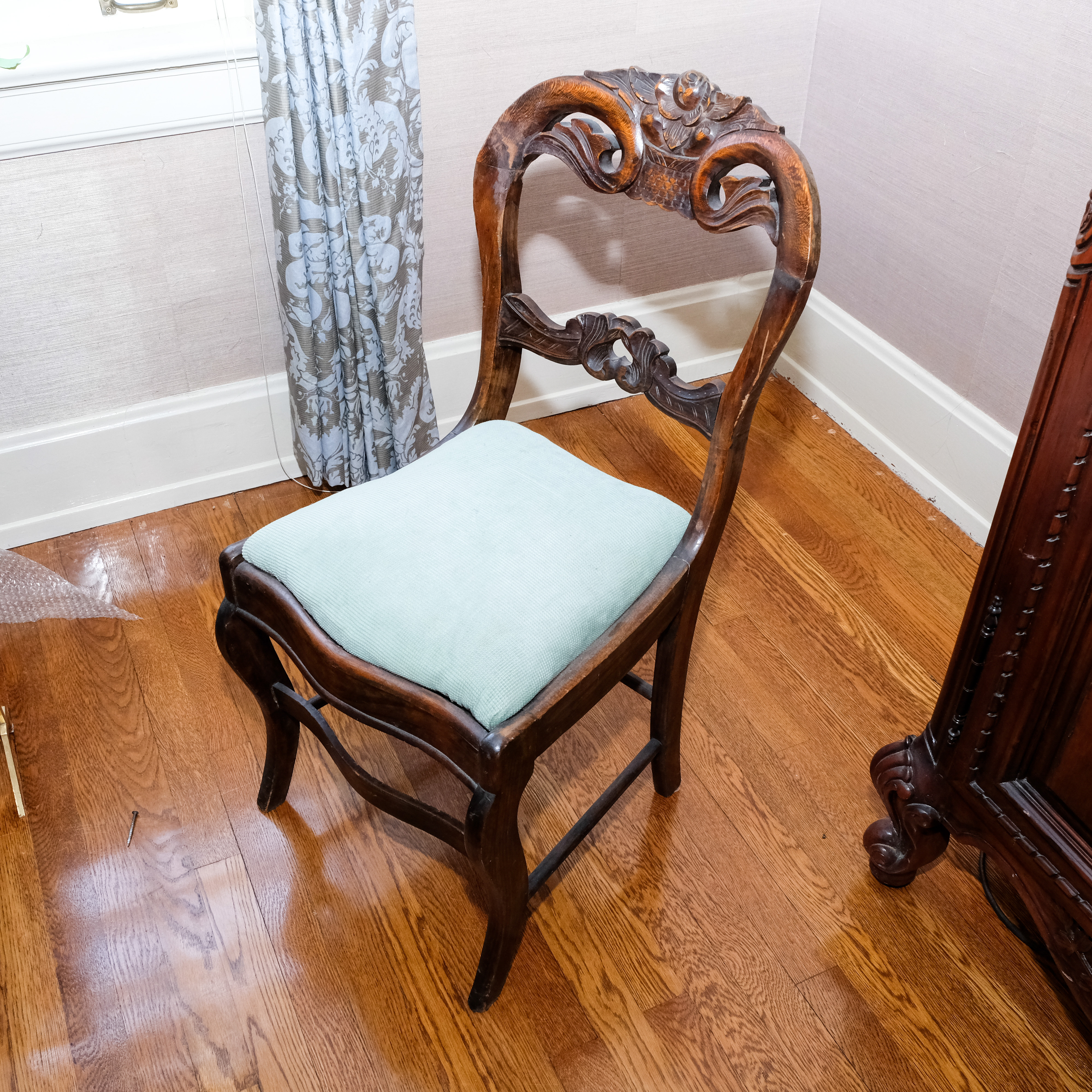 Vintage Wood Carved Side Chair