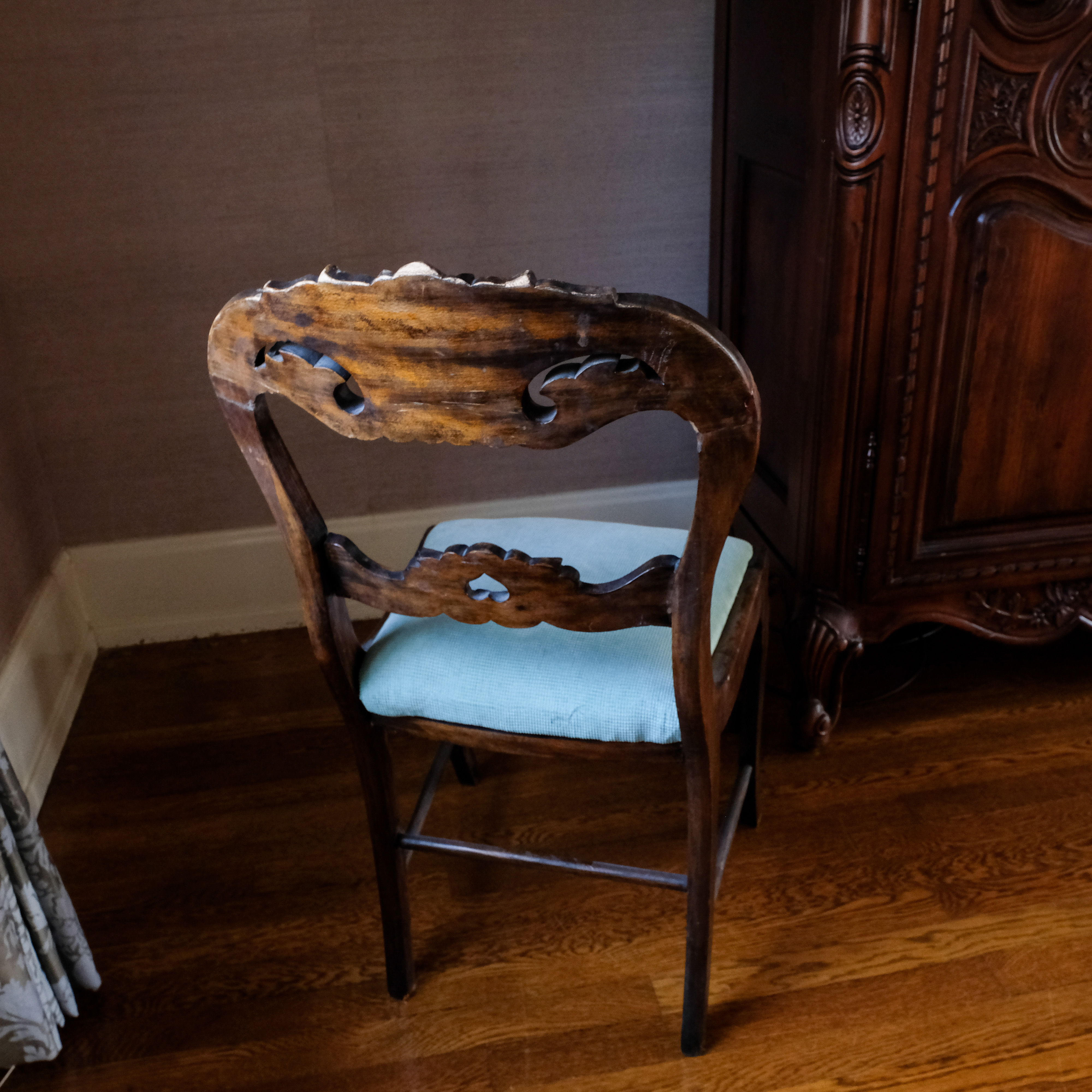 Vintage Wood Carved Side Chair