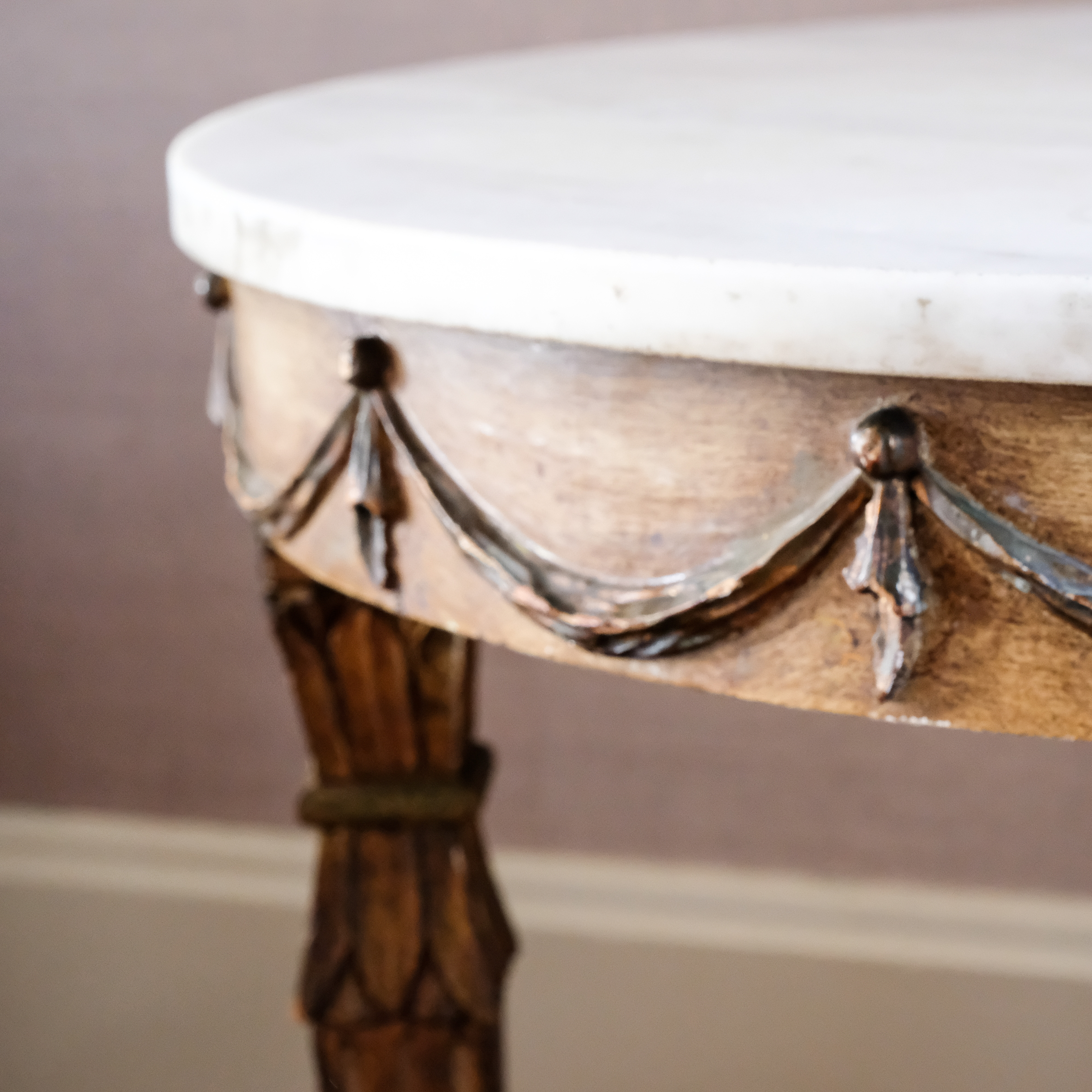 Neoclassical Style Marble Top Side Table