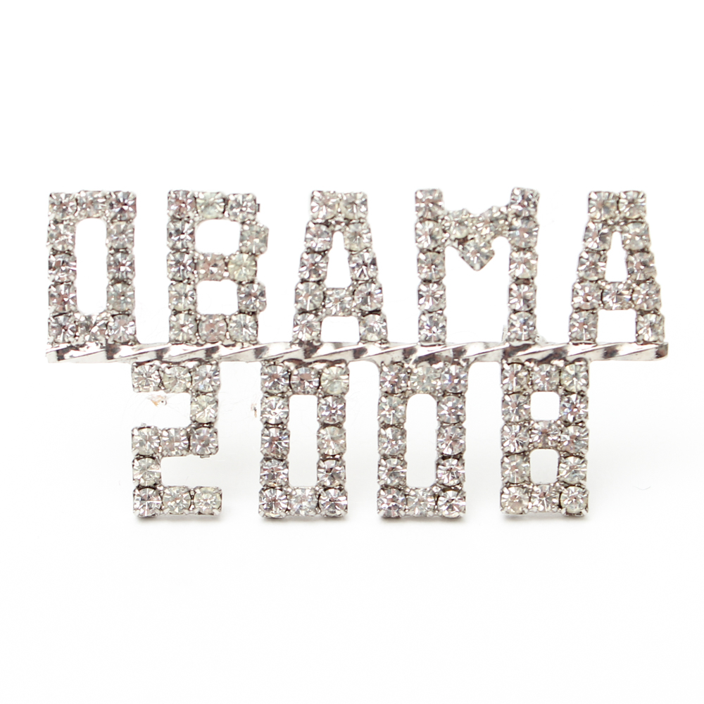 "Obama 2008" Rhinestone Pin by Ann Hand