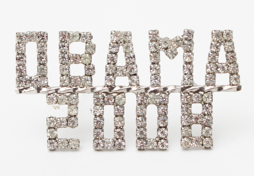 "Obama 2008" Rhinestone Pin by Ann Hand