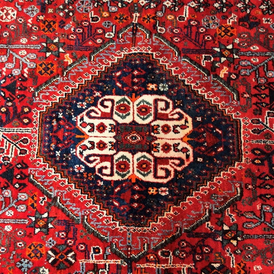 Hand-Knotted Wool Qashqai Area Rug From Iran