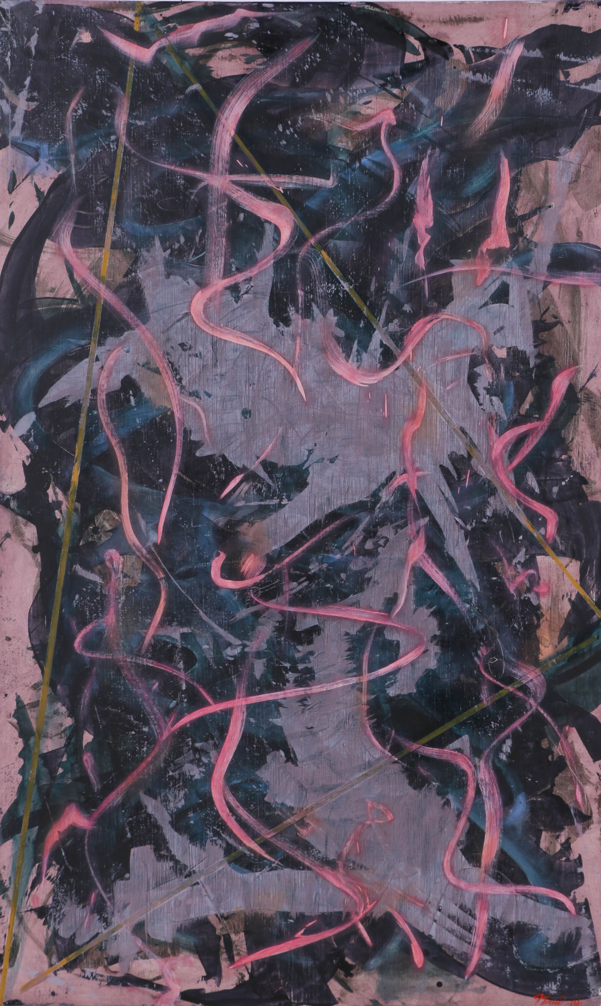 Ricardo Morin Oil Painting on Canvas "Triangulation Series No. 13"