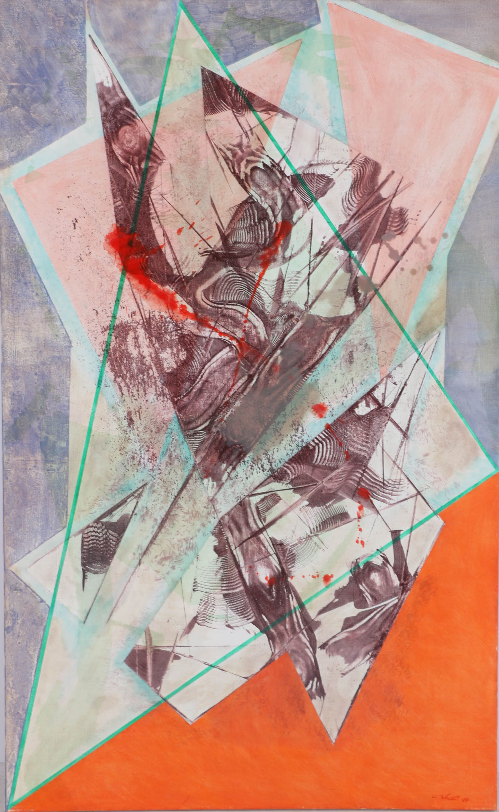 Ricardo Morin Oil Painting on Linen "Triangulation Series No 23"