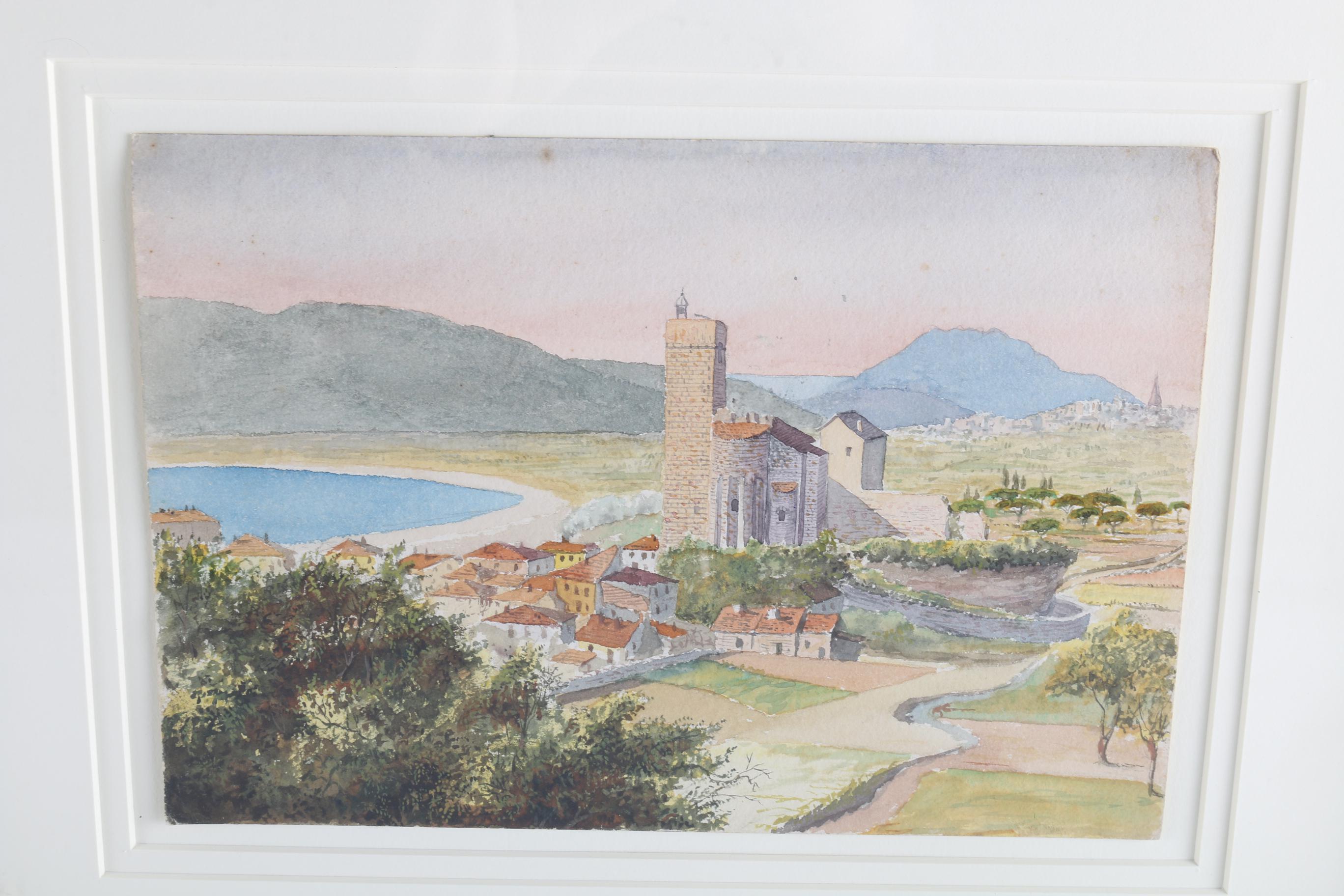Charles DeWolf Brownell Watercolor Painting on Paper  "St. Raphael, Fregils in the Distance"