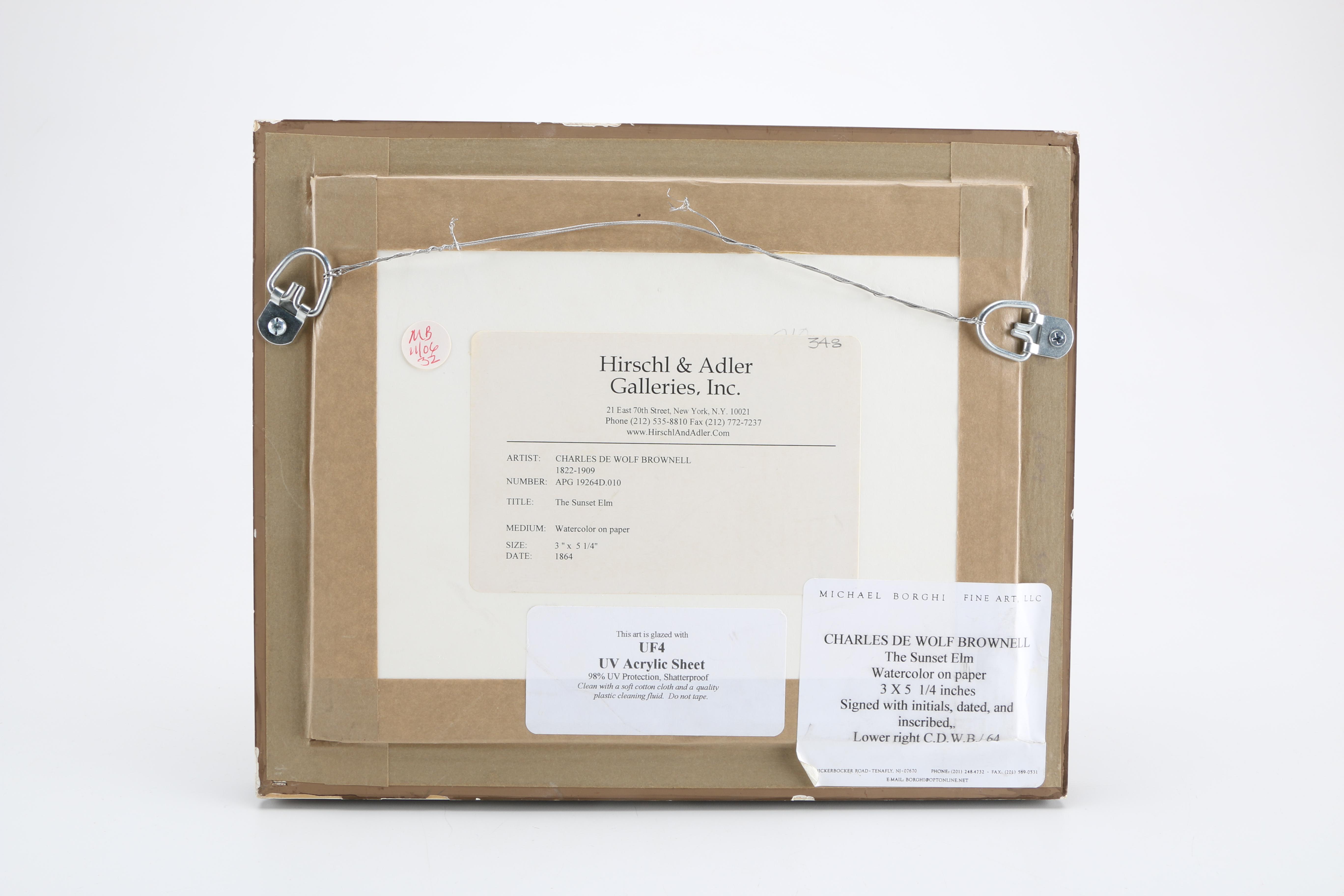 Charles DeWolf Brownell Watercolor Painting on Paper "The Sunset Elm"