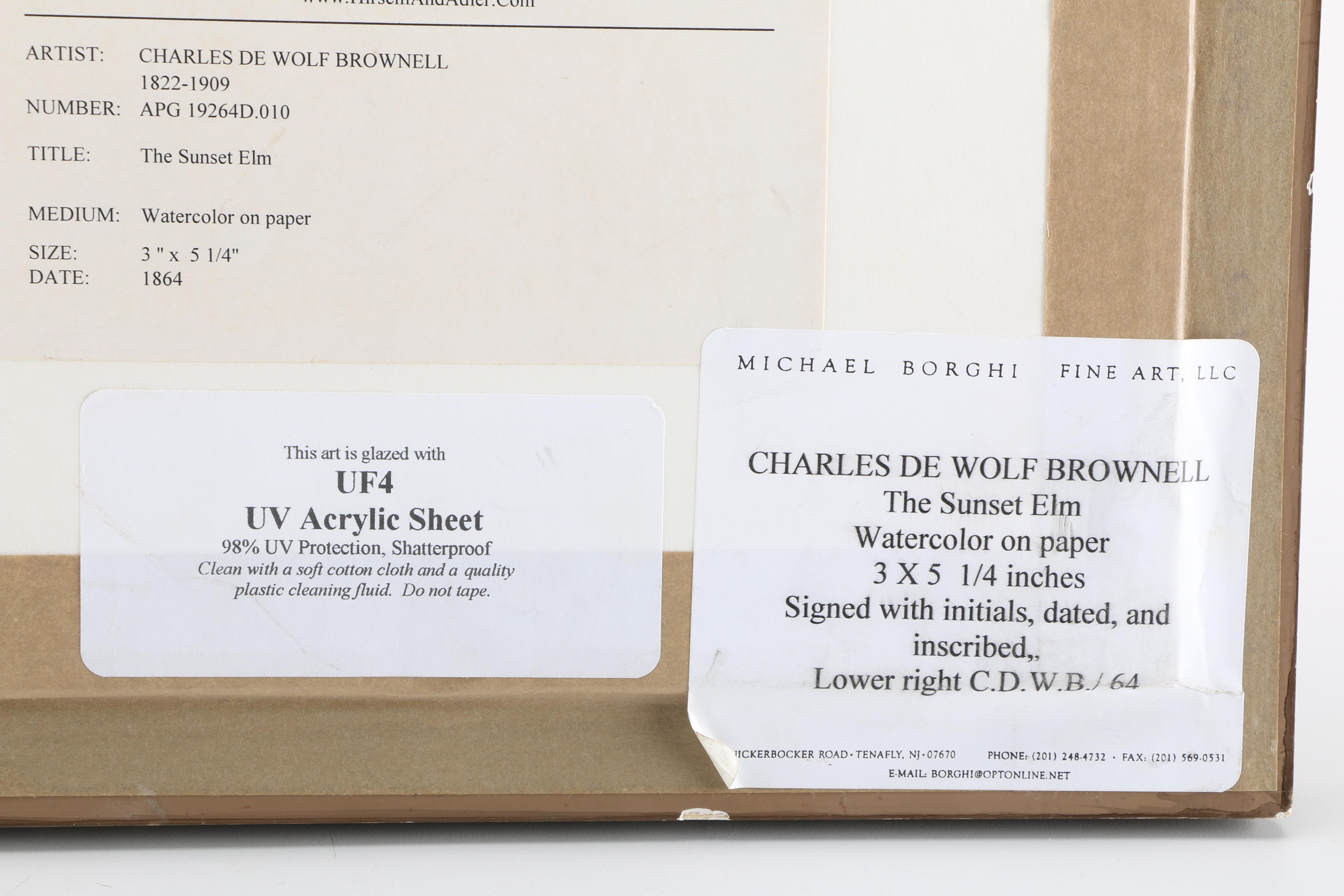 Charles DeWolf Brownell Watercolor Painting on Paper "The Sunset Elm"