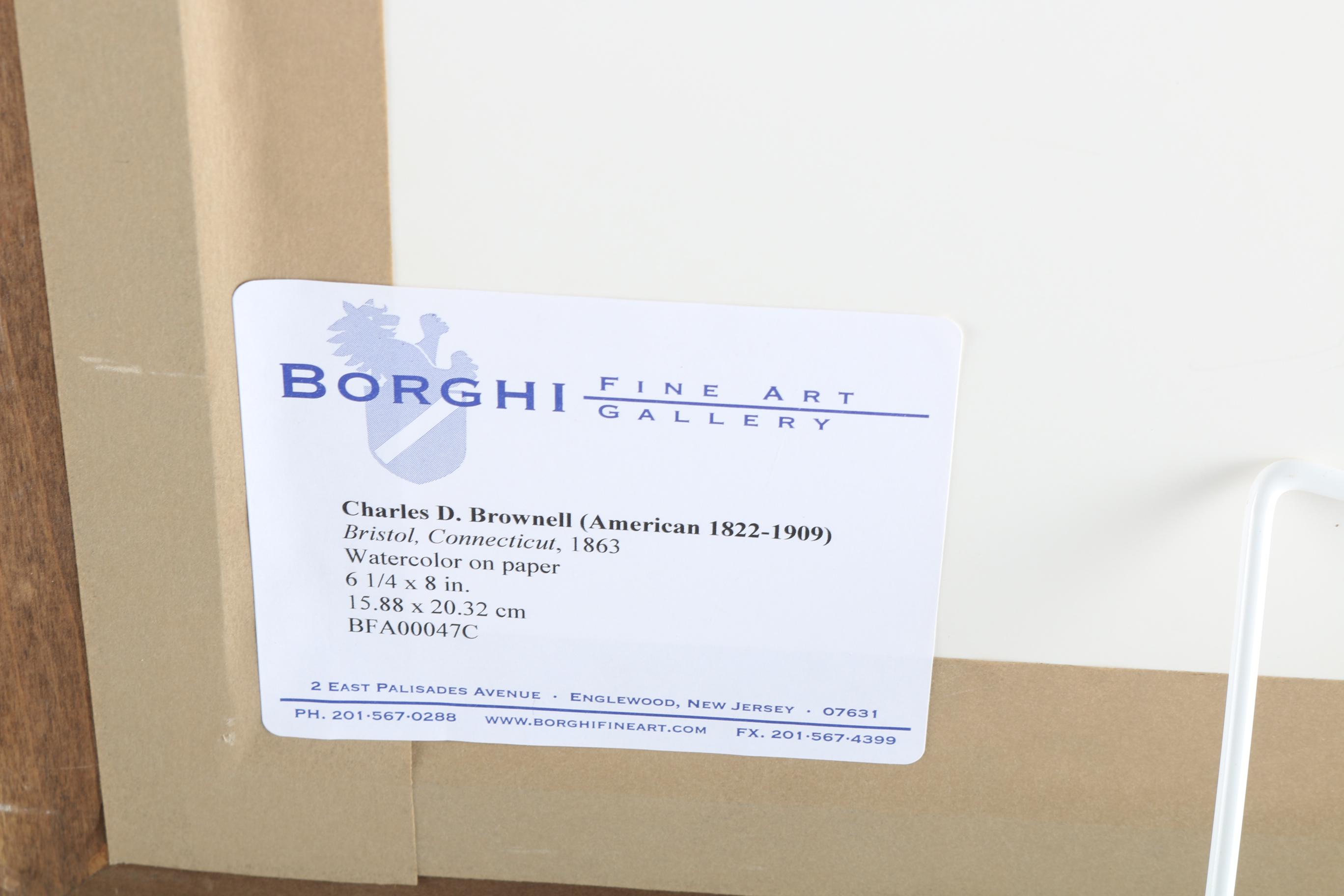 Charles DeWolf Brownell  Watercolor Painting on Paper "Bristol, Connecticut"