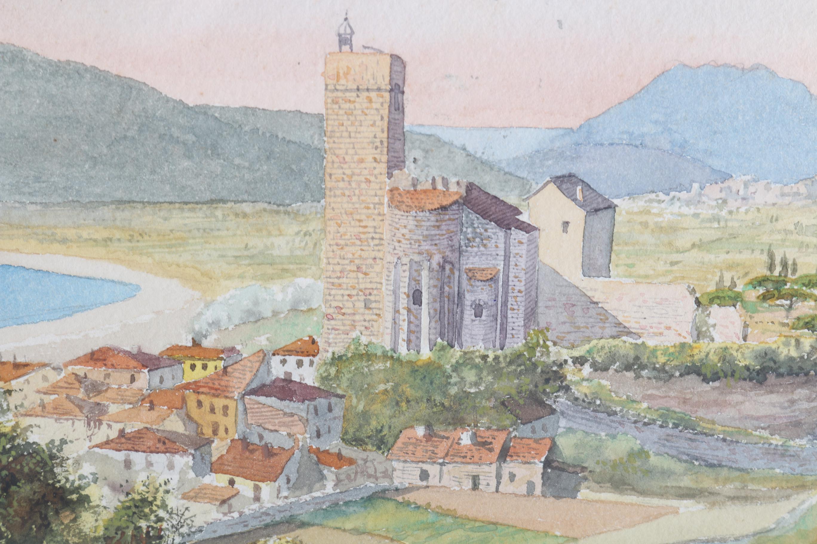 Charles DeWolf Brownell Watercolor Painting on Paper  "St. Raphael, Fregils in the Distance"