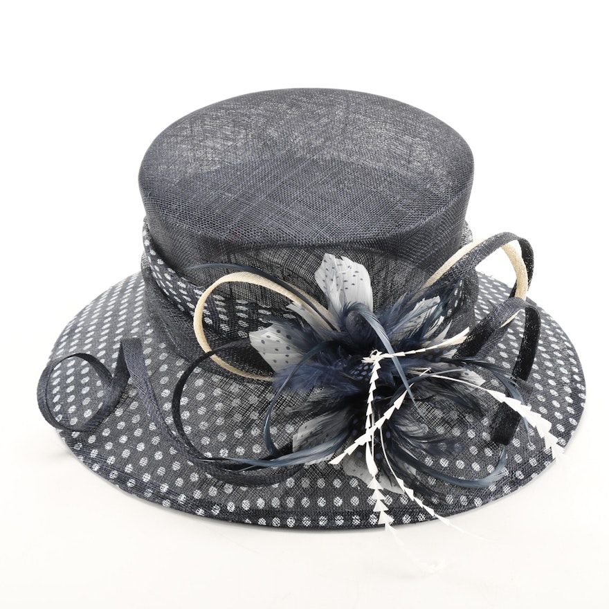 Dee's Black Woven Hat With White Polka Dots