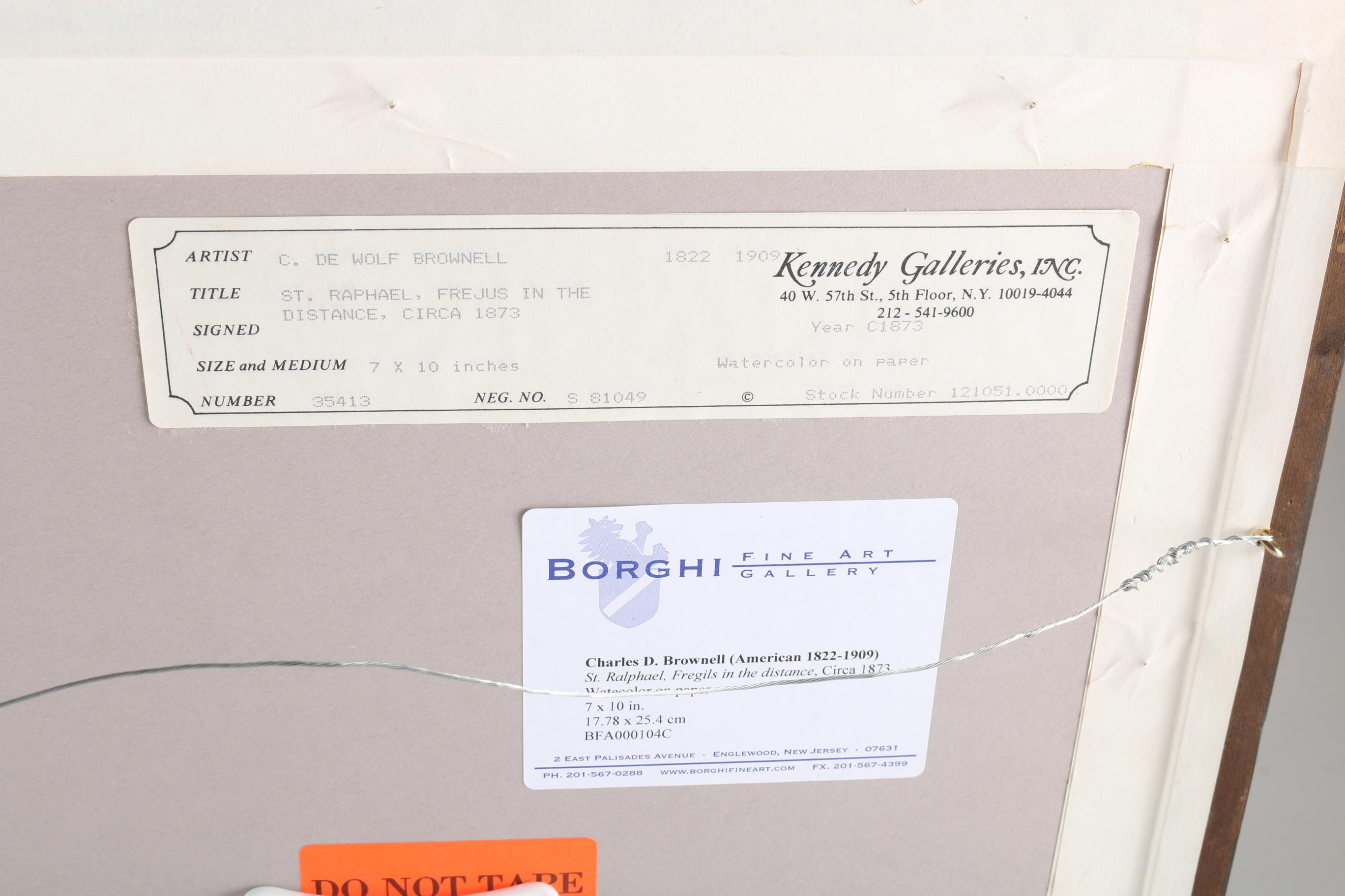 Charles DeWolf Brownell Watercolor Painting on Paper  "St. Raphael, Fregils in the Distance"