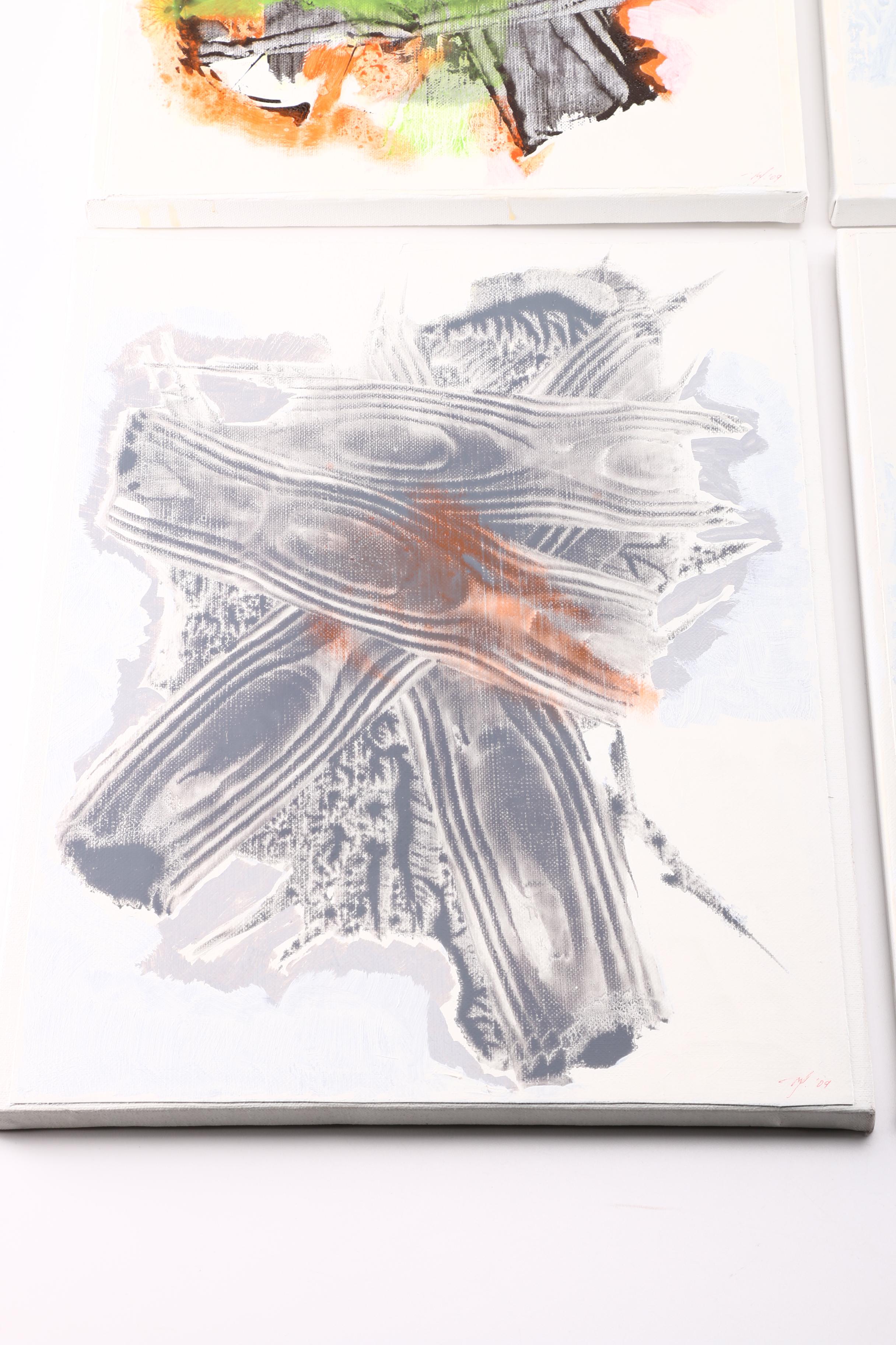 Ricardo Morin Oil Painting on Linen Quadtych "Teratological Topographies Series One"