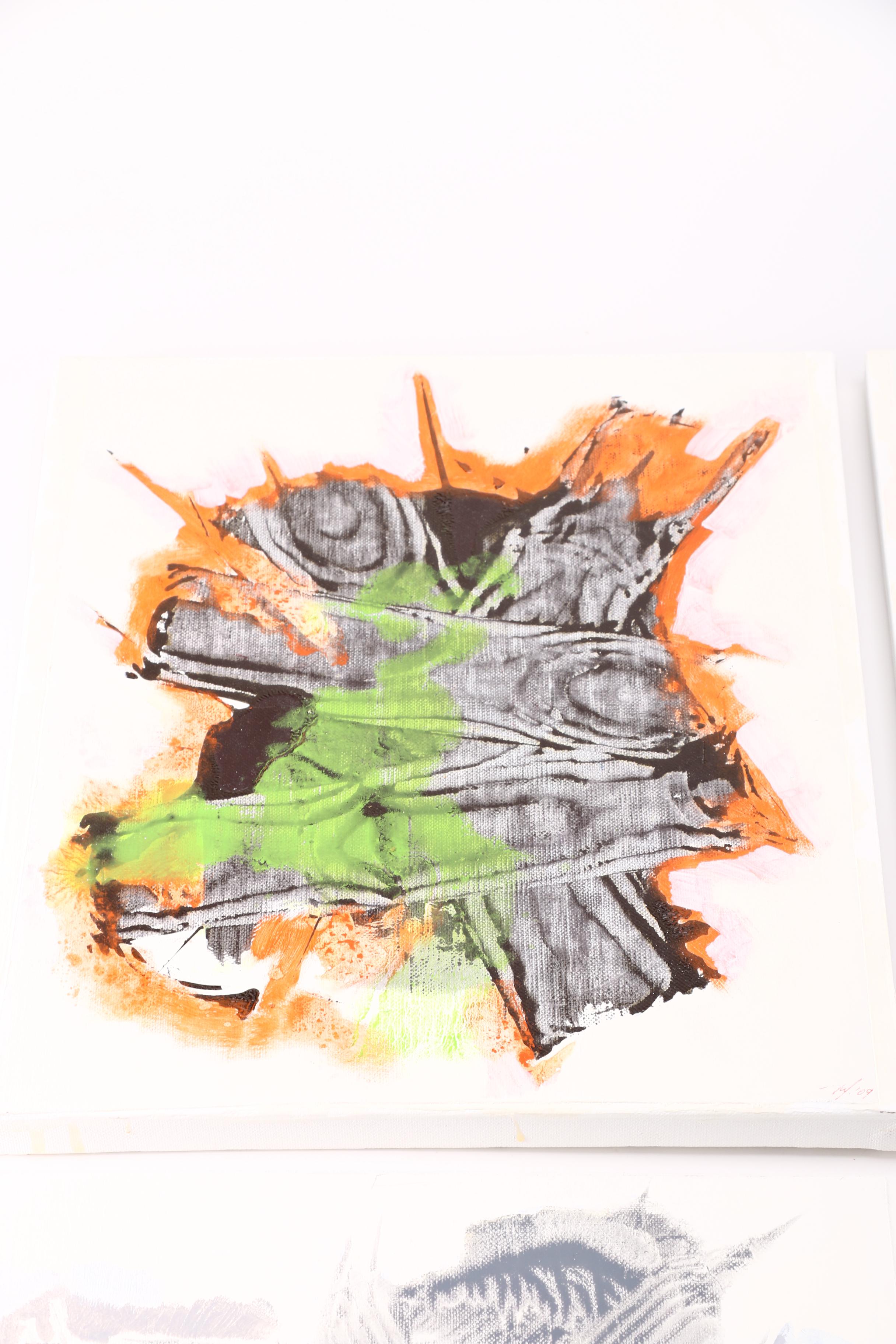 Ricardo Morin Oil Painting on Linen Quadtych "Teratological Topographies Series One"