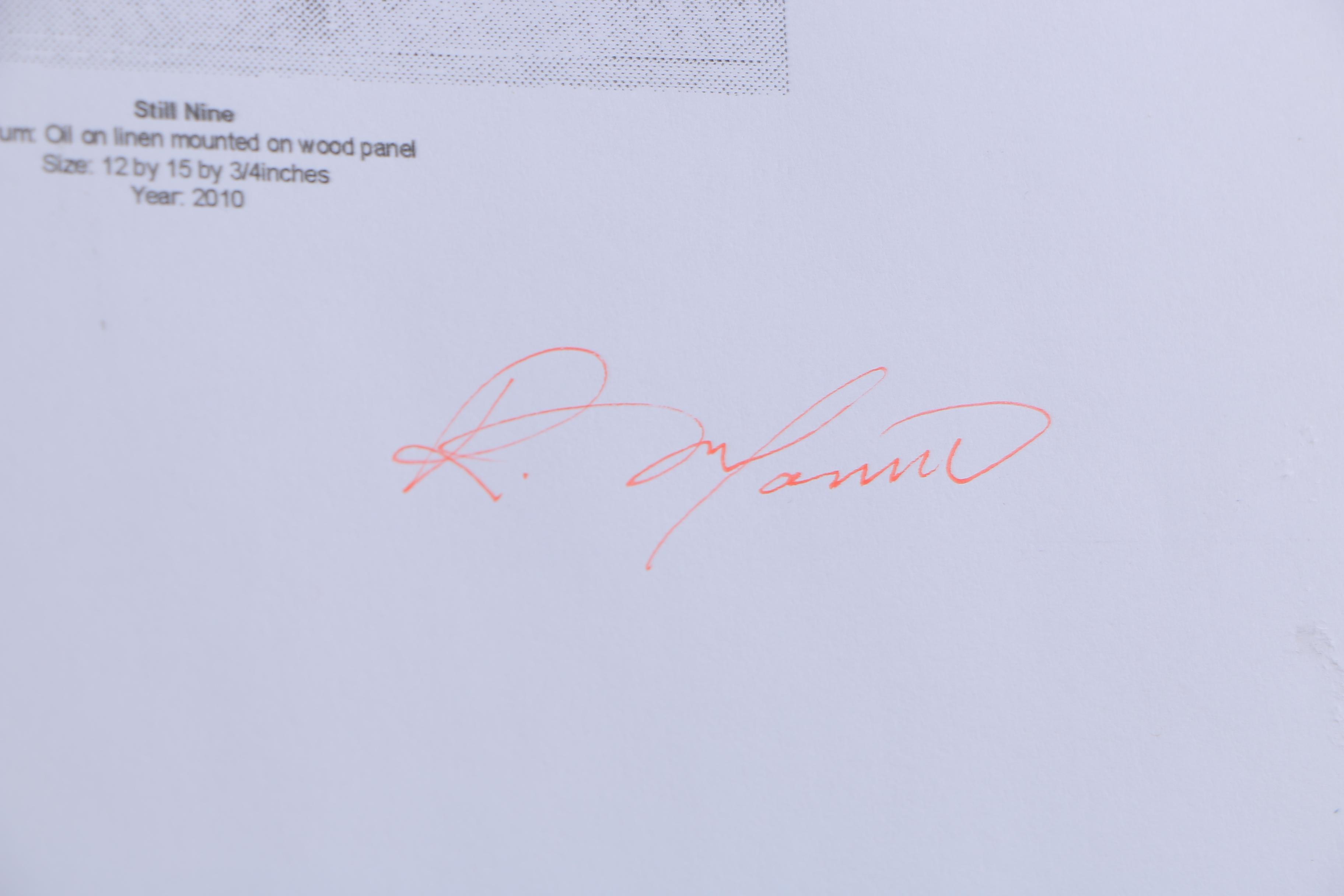 Ricardo Morin Oil Painting on Linen Affixed to Board "Still Nine"