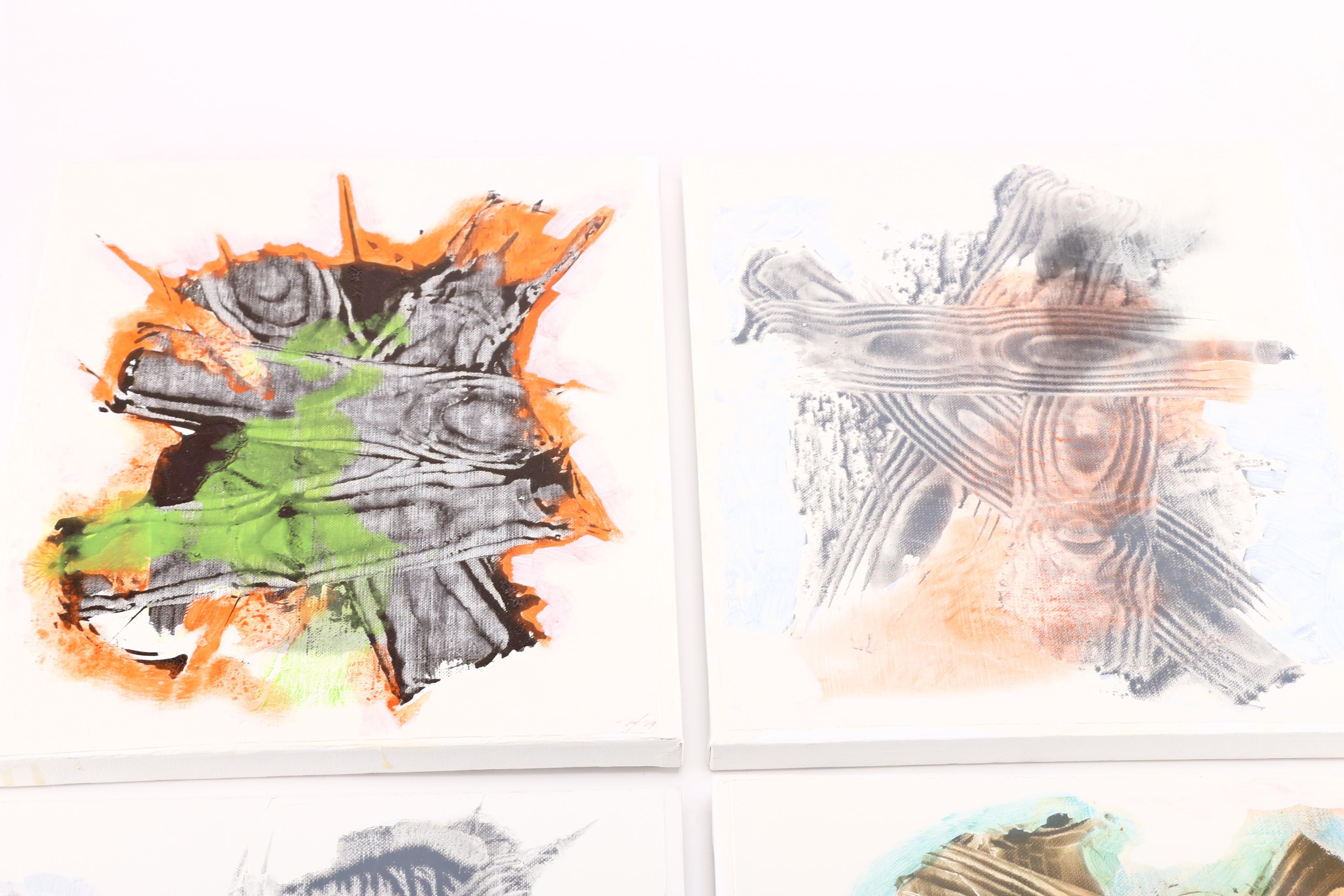 Ricardo Morin Oil Painting on Linen Quadtych "Teratological Topographies Series One"