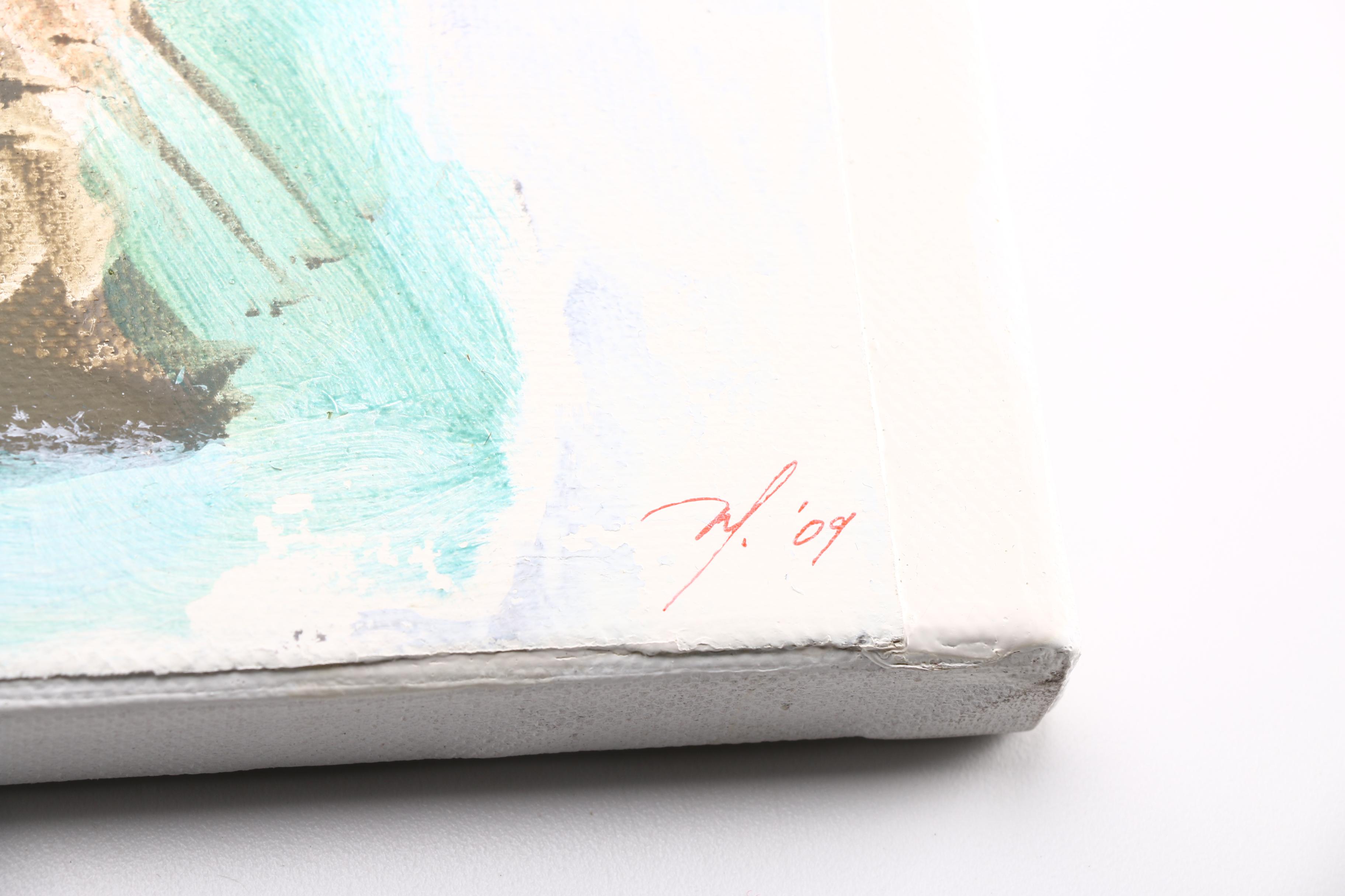 Ricardo Morin Oil Painting on Linen Quadtych "Teratological Topographies Series One"