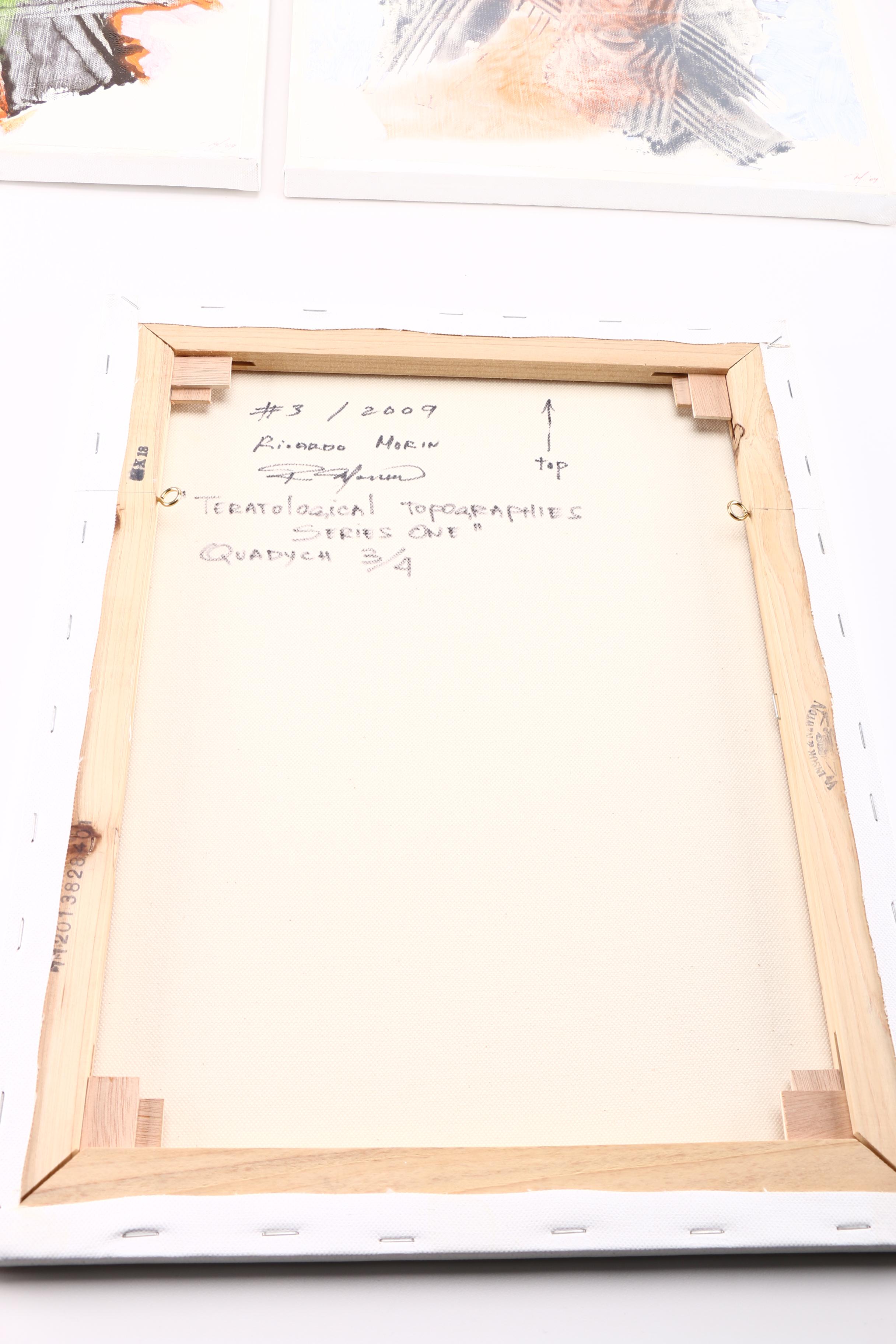 Ricardo Morin Oil Painting on Linen Quadtych "Teratological Topographies Series One"