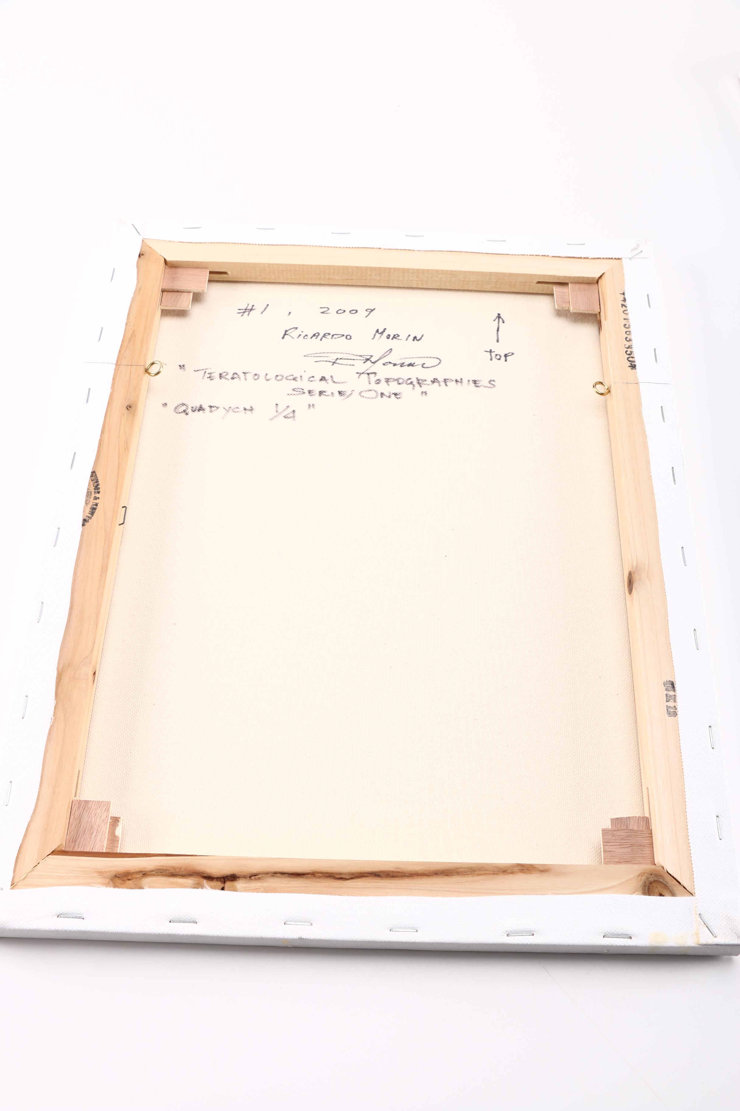 Ricardo Morin Oil Painting on Linen Quadtych "Teratological Topographies Series One"