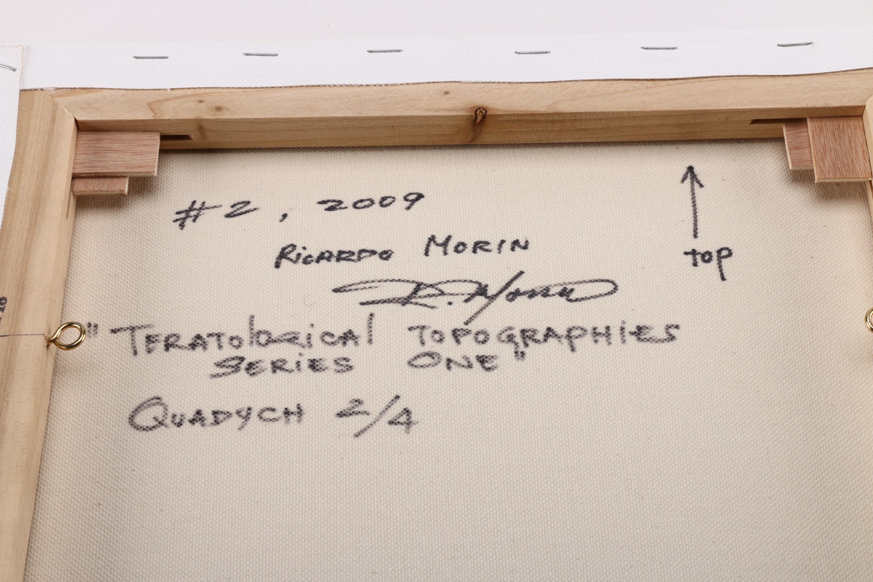 Ricardo Morin Oil Painting on Linen Quadtych "Teratological Topographies Series One"