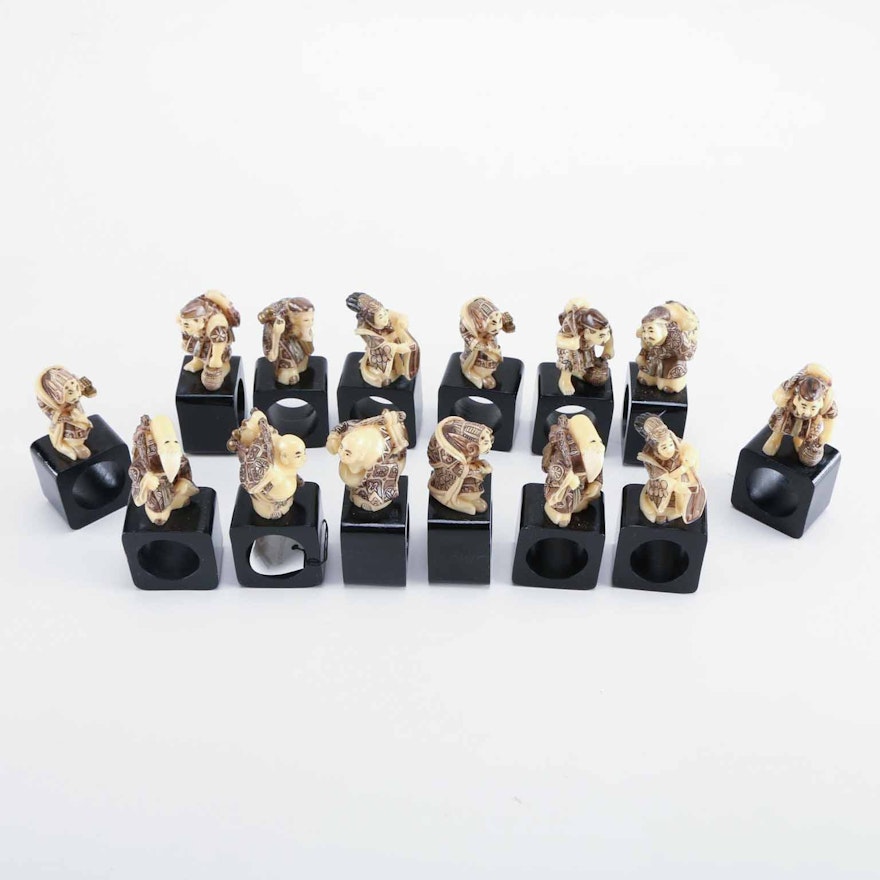 Jane Krolik Chinese Inspired Figurine Napkin Rings
