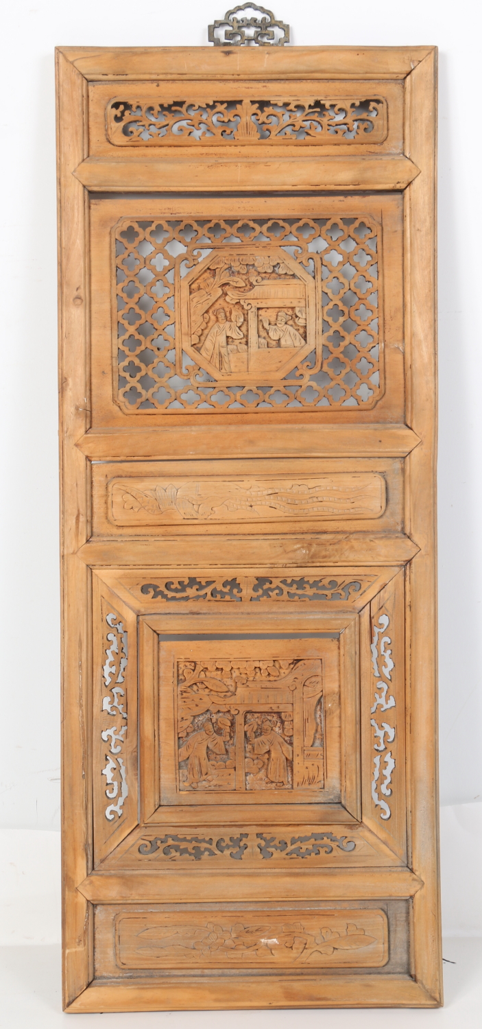 Pair of Carved Wood Chinese Shutters