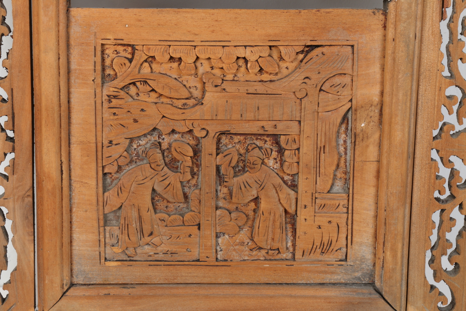 Pair of Carved Wood Chinese Shutters