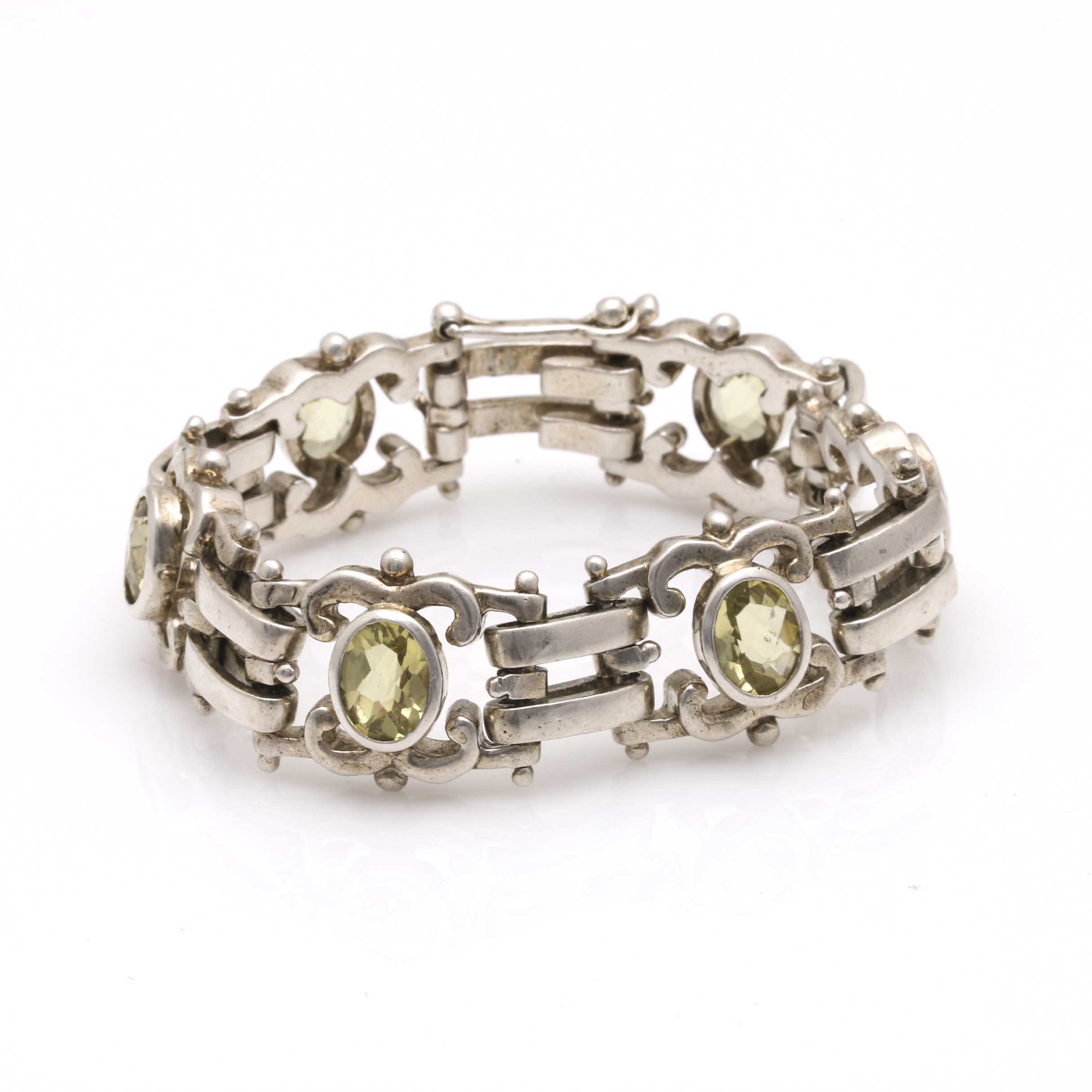 Sterling Silver Green Amethyst Bracelet
