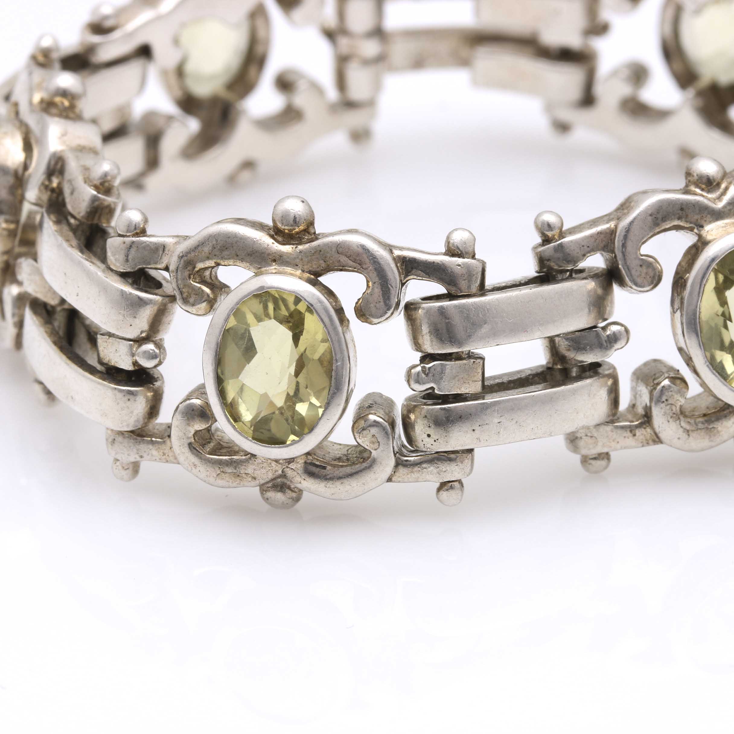 Sterling Silver Green Amethyst Bracelet