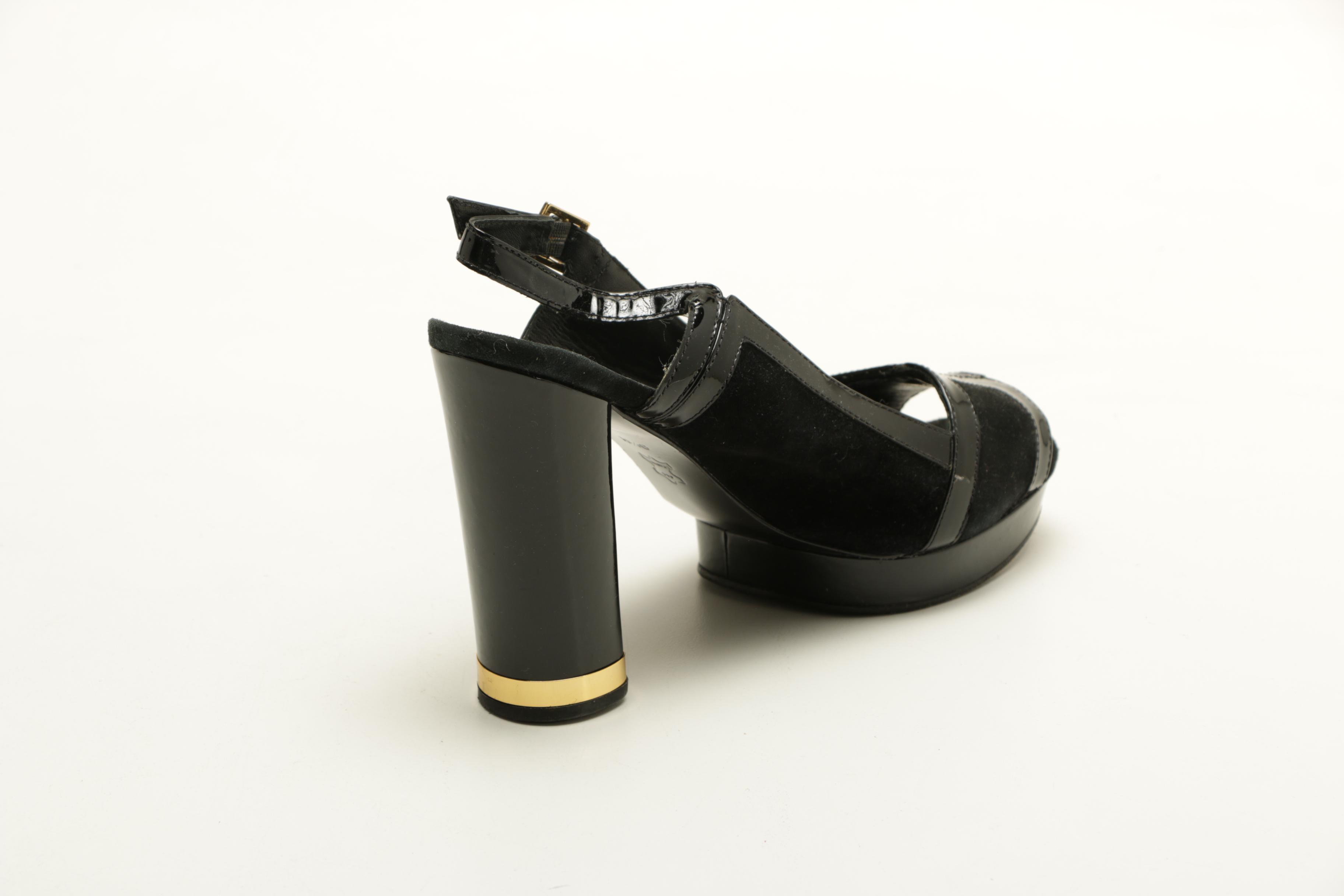 Tory Burch Black Patent Slingback Heels