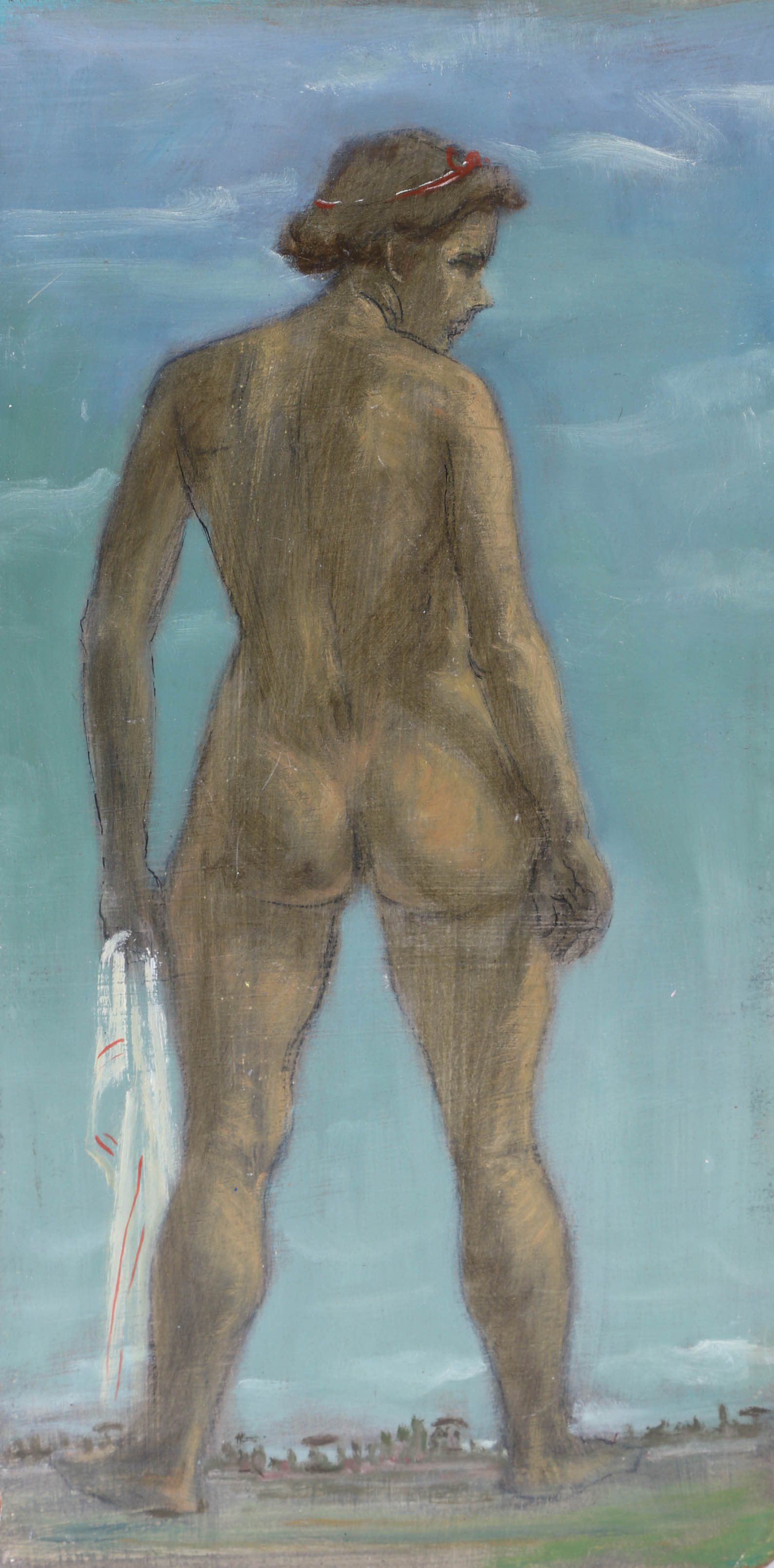 Albert Pels Oil Painting on Board of Nude Bather