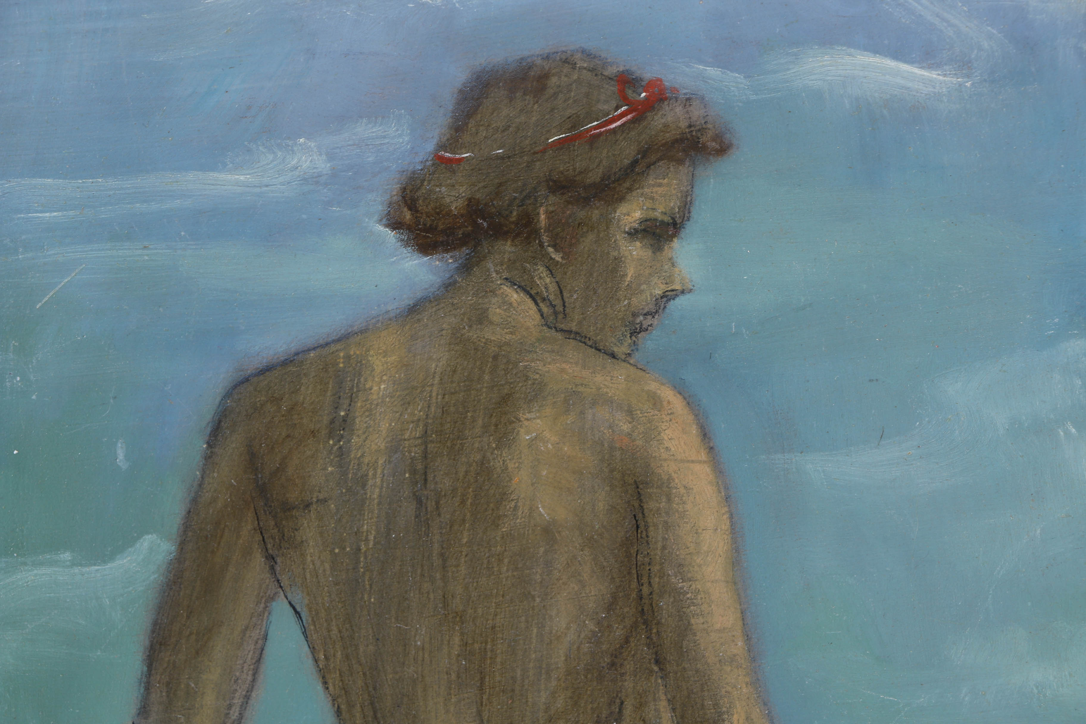 Albert Pels Oil Painting on Board of Nude Bather