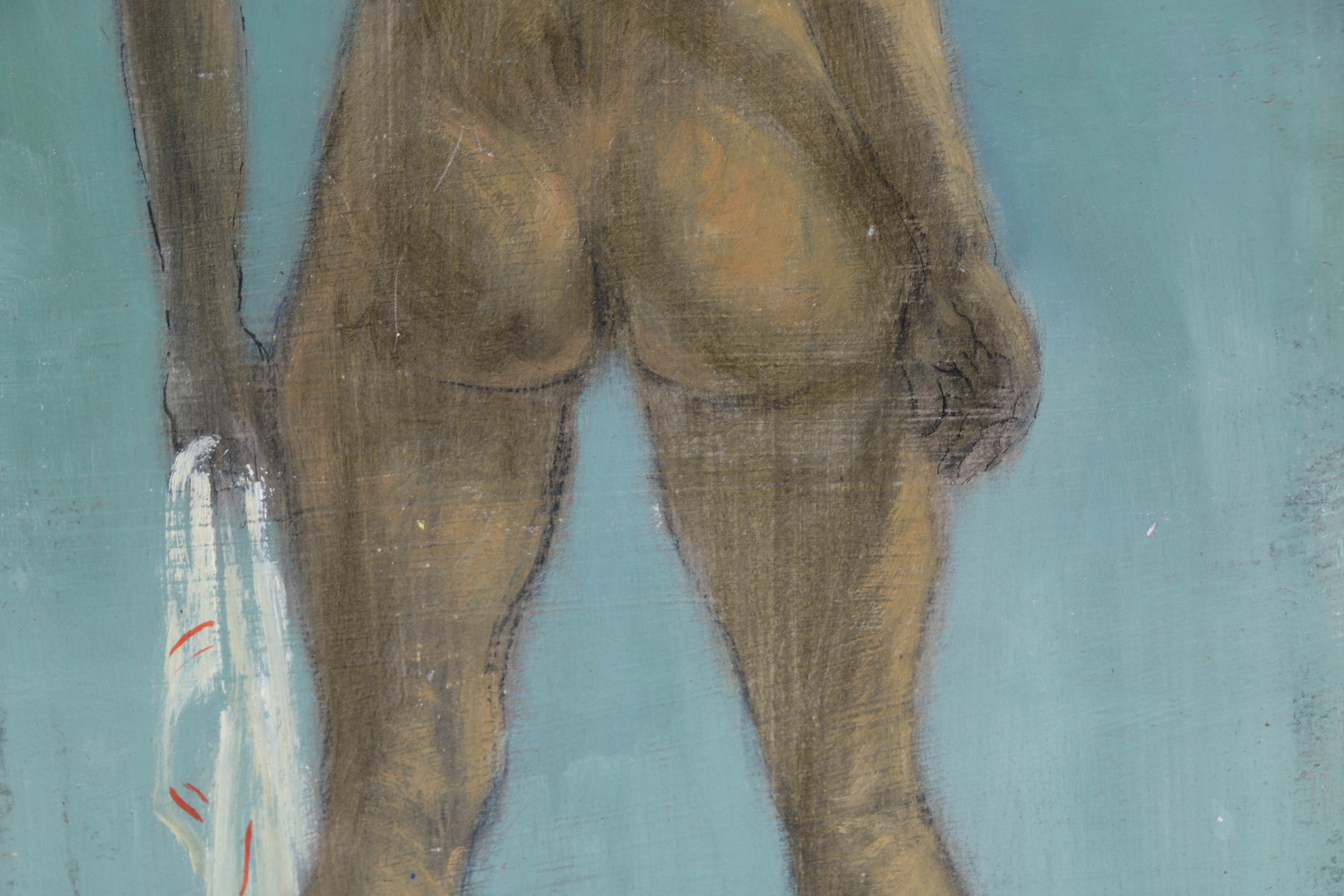 Albert Pels Oil Painting on Board of Nude Bather