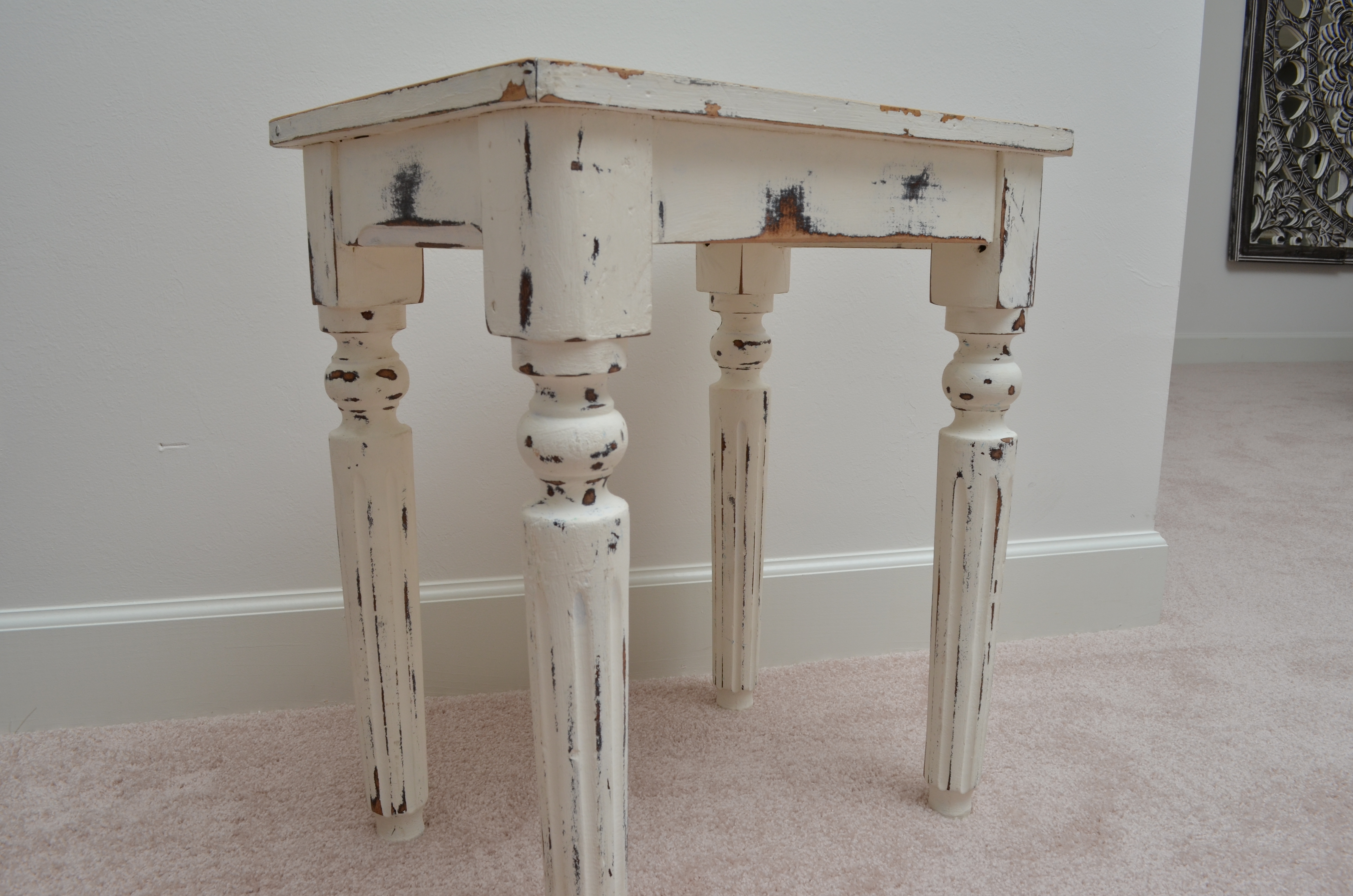 Distressed White Side Table