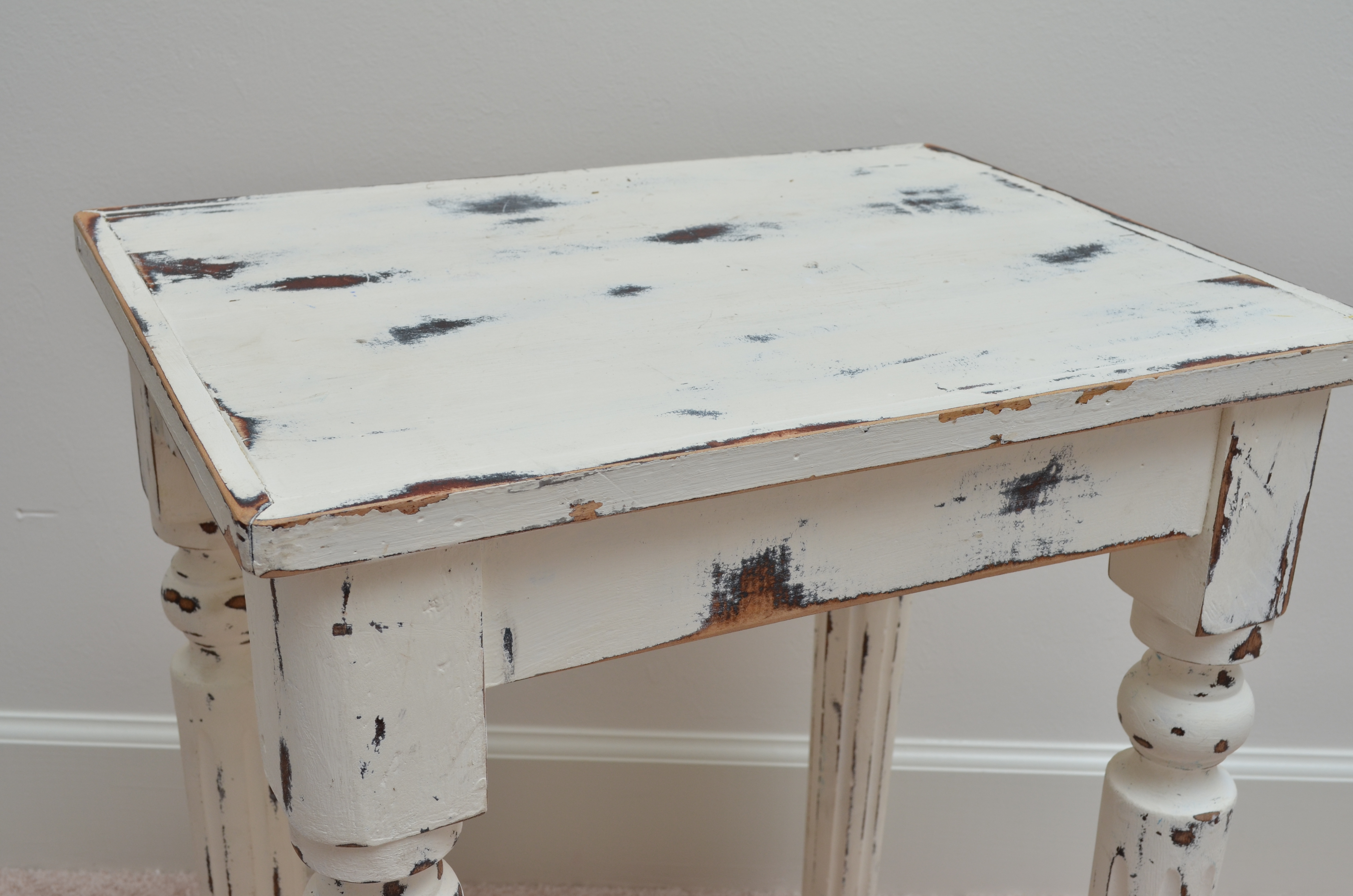 Distressed White Side Table