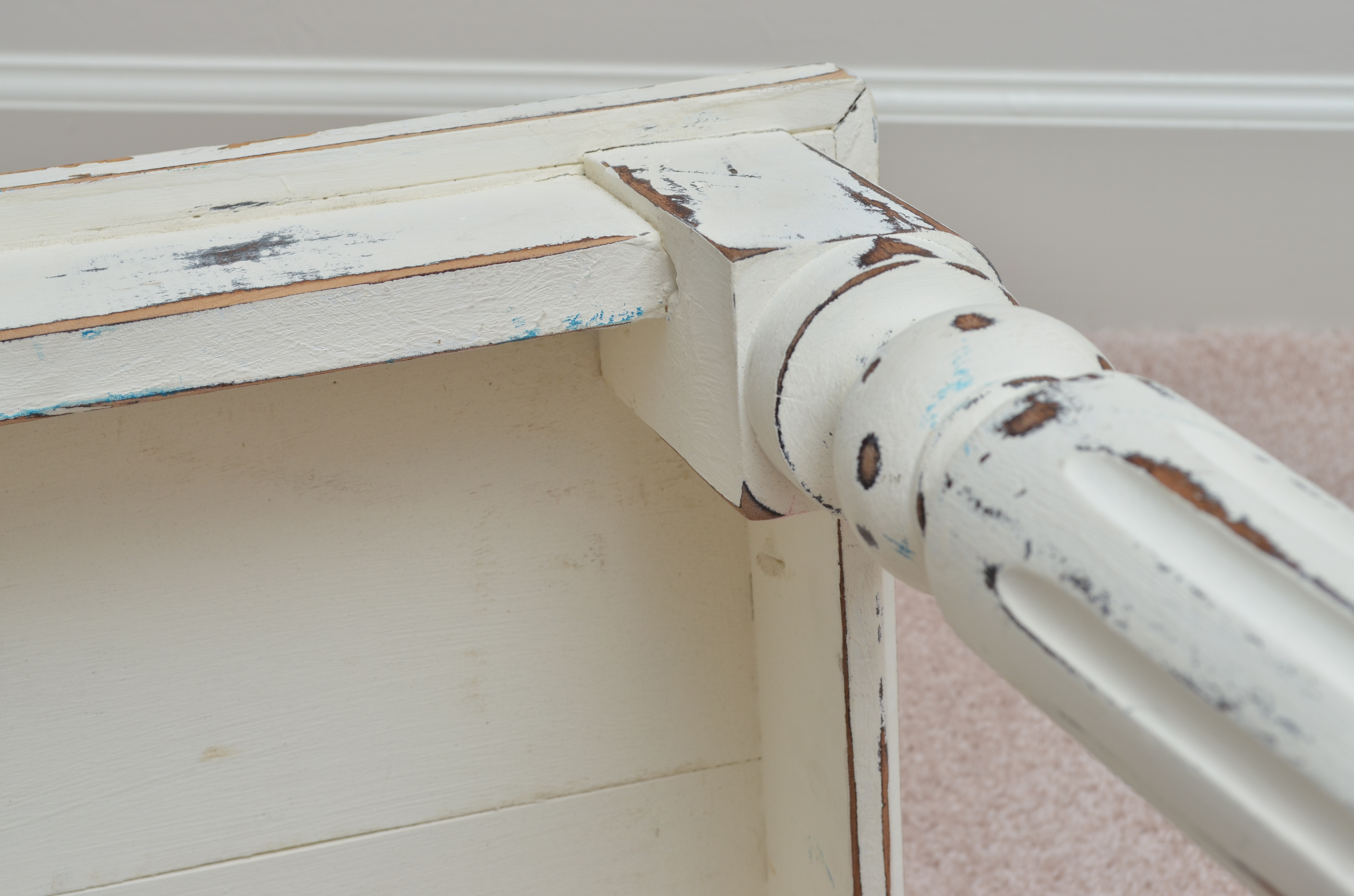 Distressed White Side Table